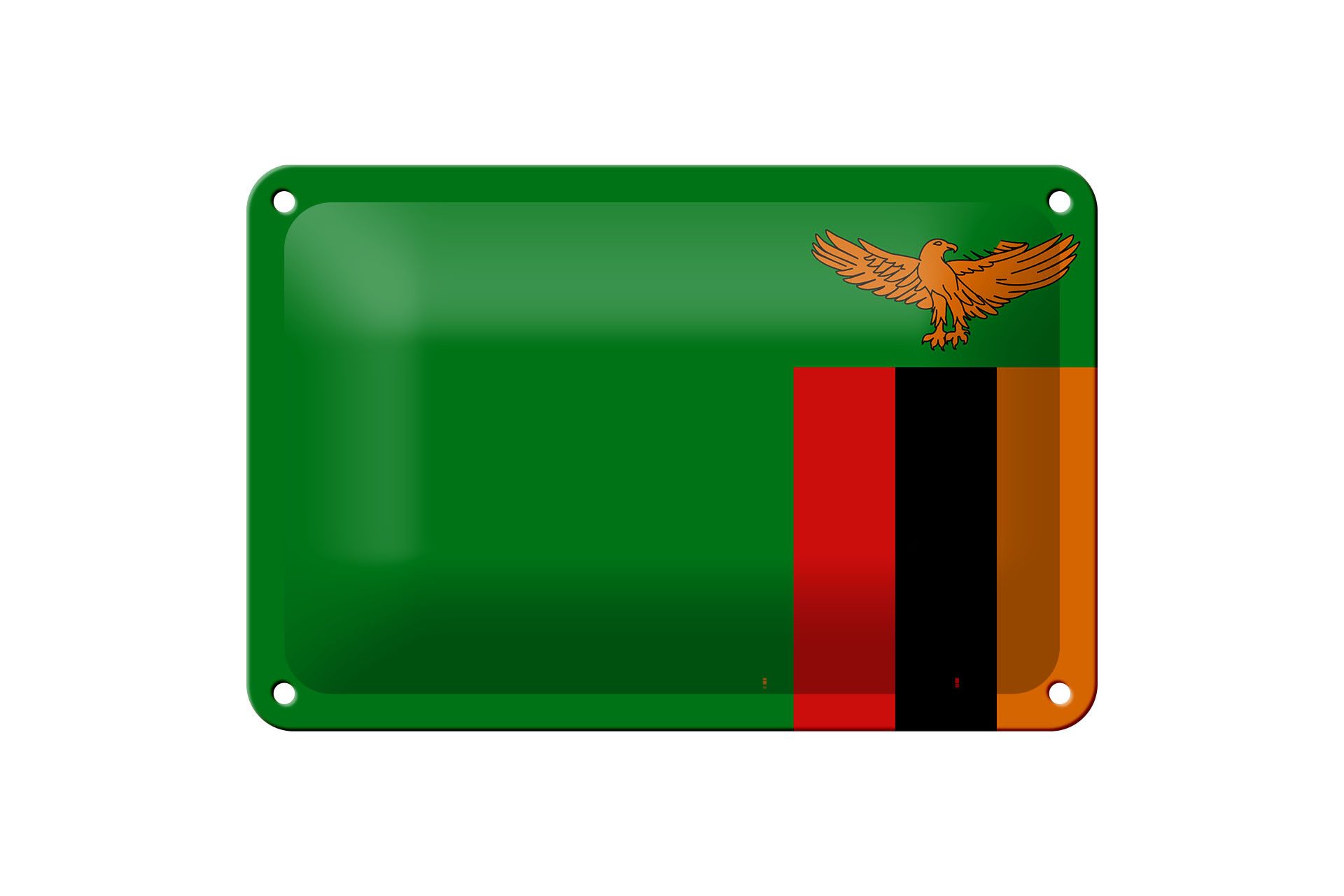 Femer GmbH Metallschild Flagge Sambias 18x12cm Flag of Zambia, (1 St), gewölbte Oberfläche, abgerundete Ecken, umgeschlagene Kanten