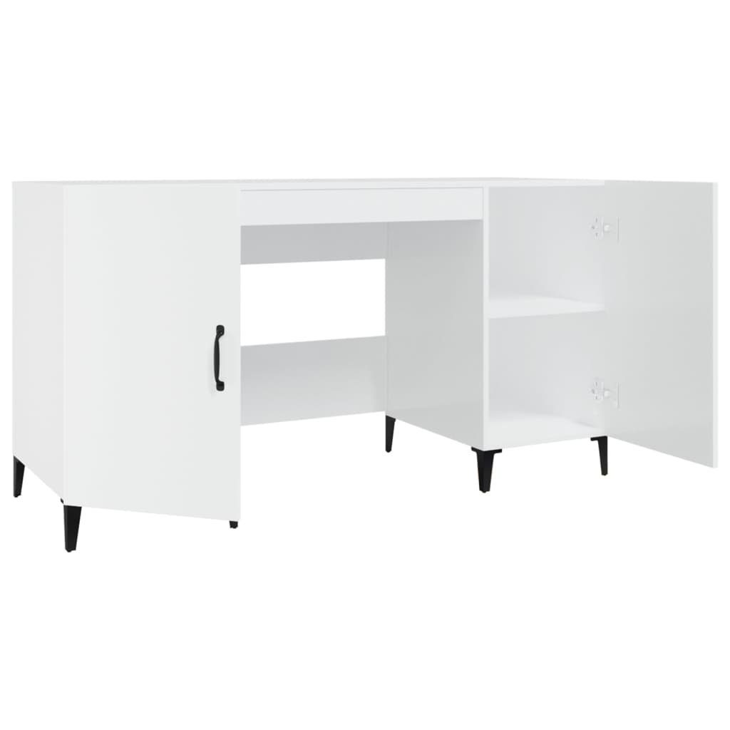 Hochglanz-Weiß Holzwerkstoff cm furnicato Schreibtisch 140x50x75