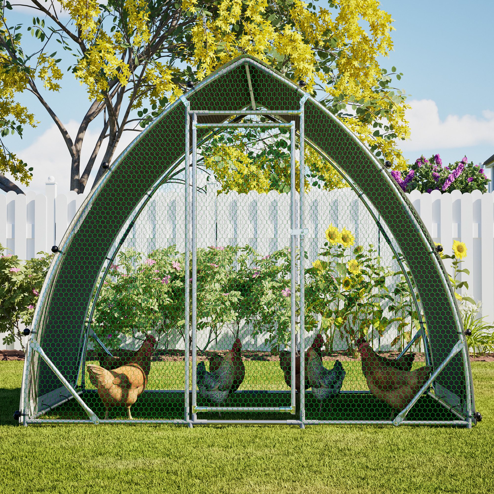 Thanaddo Hühnerstall 2.5 m x 2 m Arched Chicken Run – Free-Range Chicken Coop Enclosure