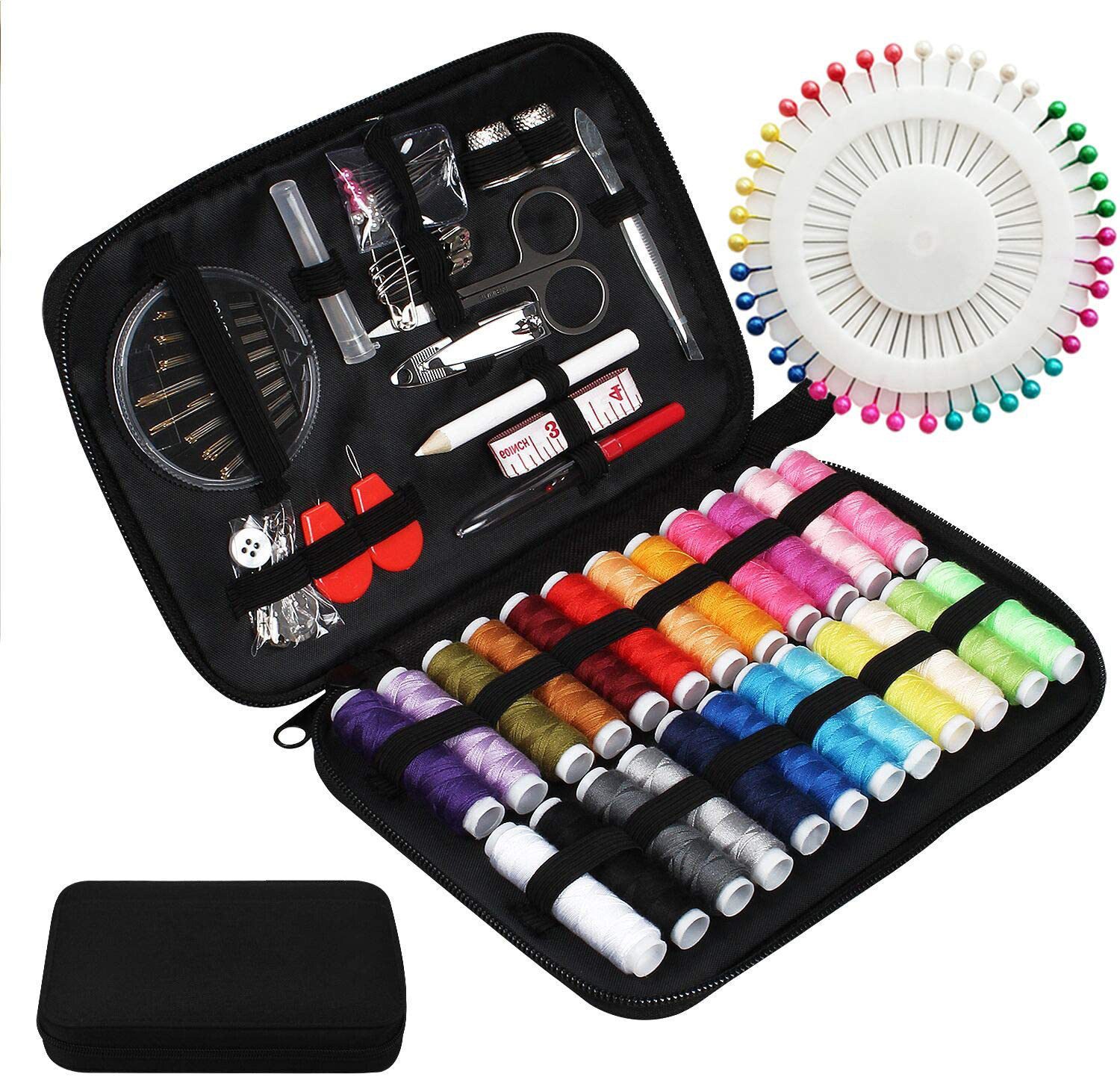 AURIVION Nähkästchen Nähkästchen Nähset,130 Stück Nähzubehör (Set, 130 St., mit 24 Spulen Faden, Nähnadeln), DIY-Nähzubehör