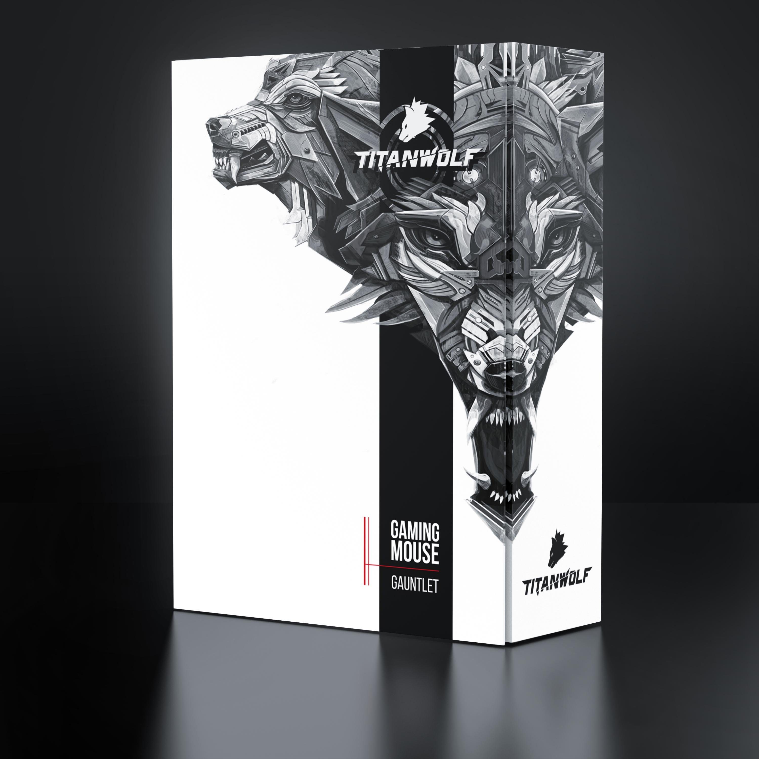 Titanwolf Gaming-Maus Mouse (kabelgebunden, MMO 18 1000 Gewichte) Tasten, programmierbare 16400dpi, USB mit dpi