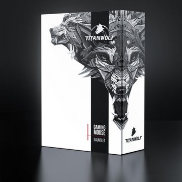 Titanwolf Gaming-Maus (kabelgebunden, 1000 dpi, USB MMO Mouse mit 16400dpi, 18 programmierbare Tasten, Gewichte)