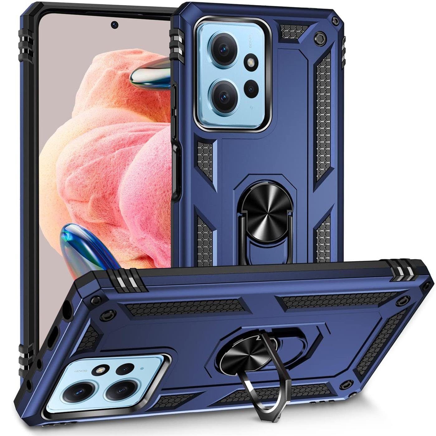 CoolGadget Handyhülle Armor Shield Case für Xiaomi Redmi Note 12 (4G) 6,67 Zoll, Outdoor Cover Magnet Ringhalterung Handy Hülle für Redmi Note 12 (4G)