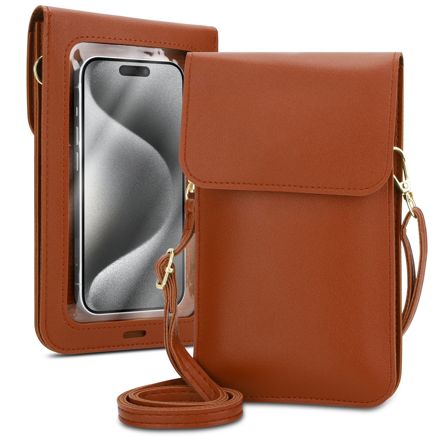 Cadorabo Handytasche für HTC ONE M8 (1-tlg), Hülle Handytasche zum Umhängen Damen Handtasche Handyfach PU Leder