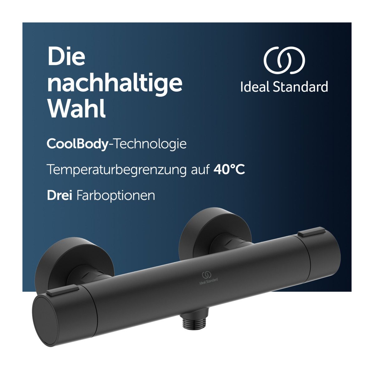 Ideal Standard Brausethermostat Ceratherm Alu+ mit Thermostatkartusche, Wasser- und Energiesparend, aus recyceltem