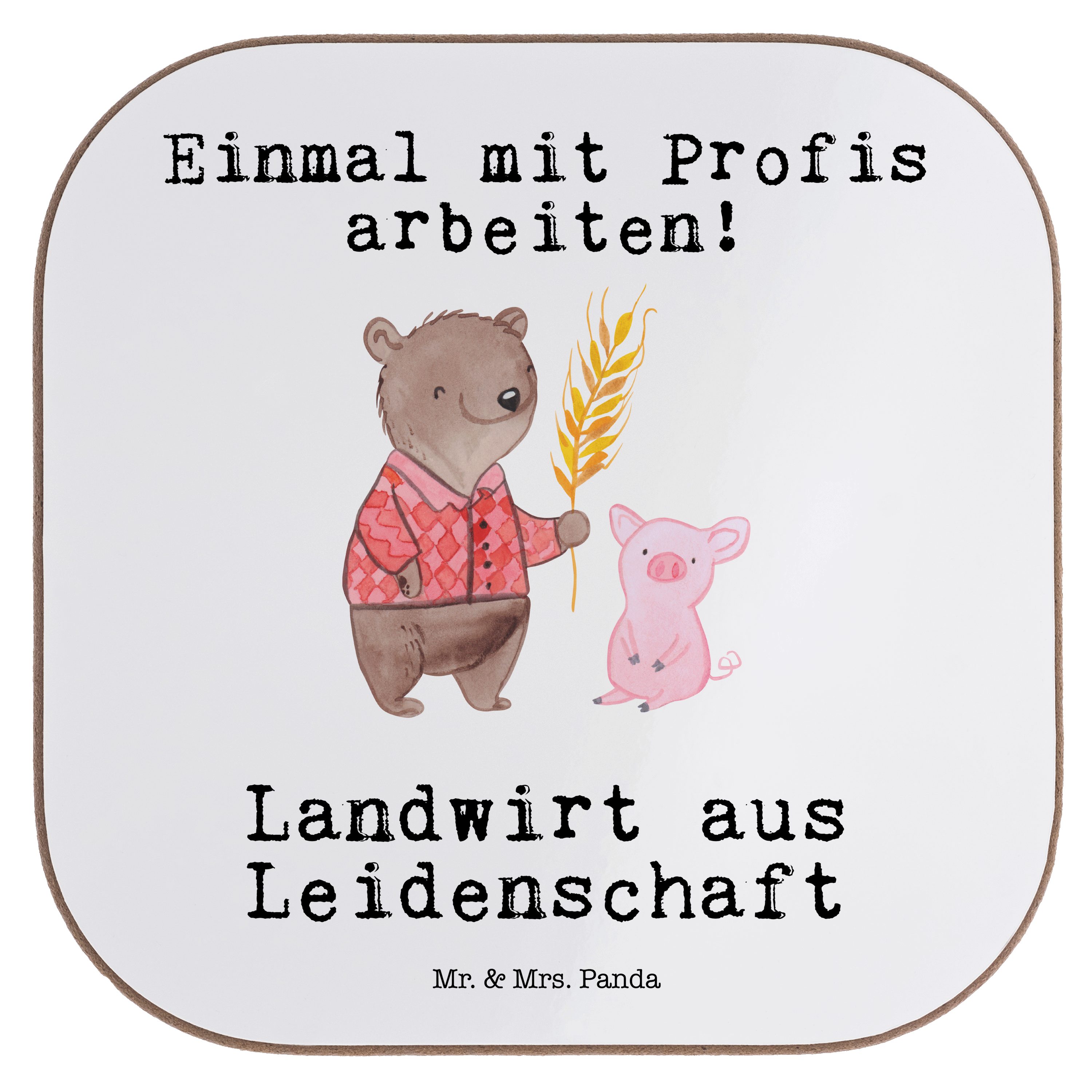 Getränkeuntersetzer Geschenk, Leidenschaft Getränkeunters, 1-tlg. Landwirt Tierwirt, Mr. Weiß - aus - & Mrs. Panda