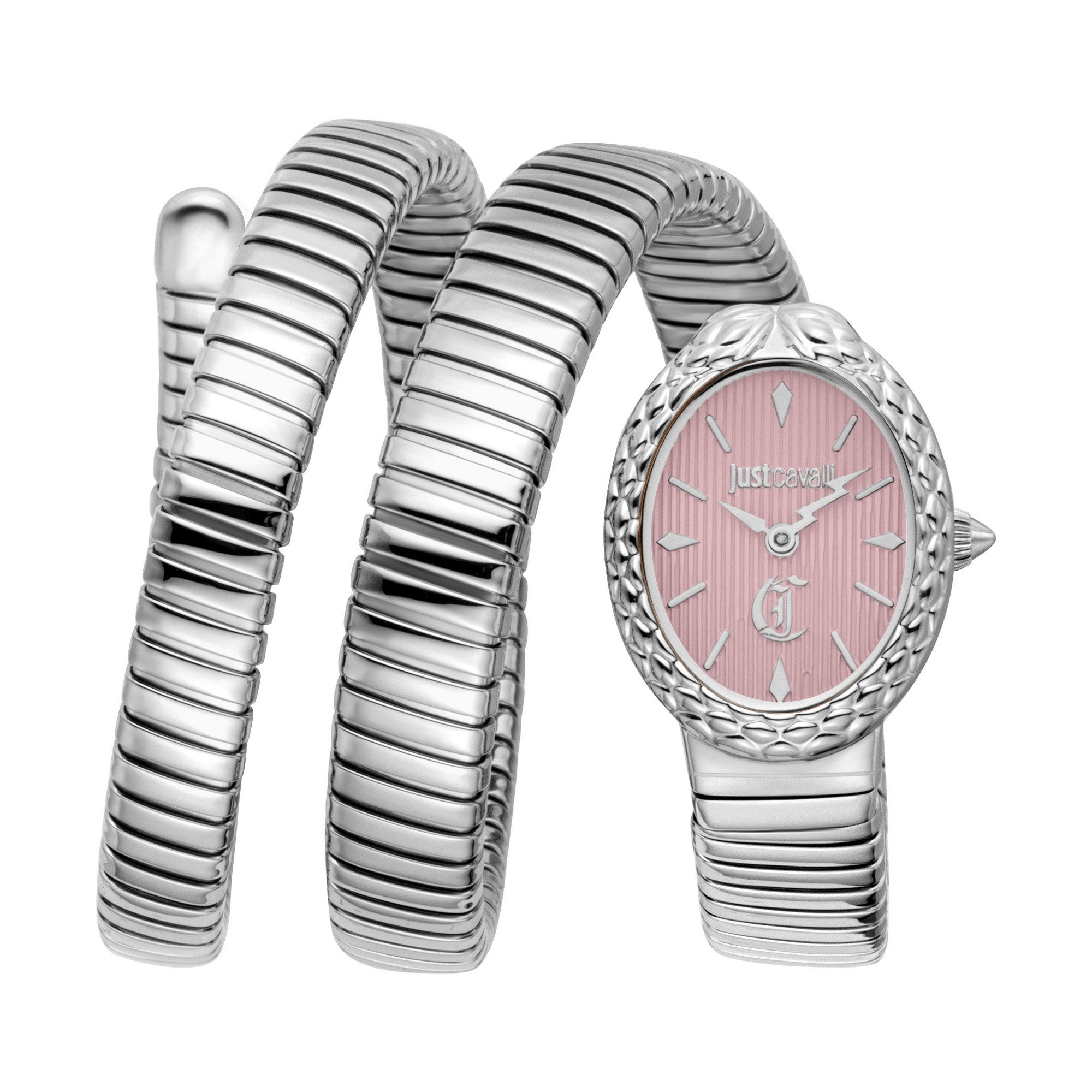 Just Cavalli Time Quarzuhr Signature Snake JC1L391M0015, Armbanduhr, Damenuhr, Edelstahlarmband, analog, Kristallsteine