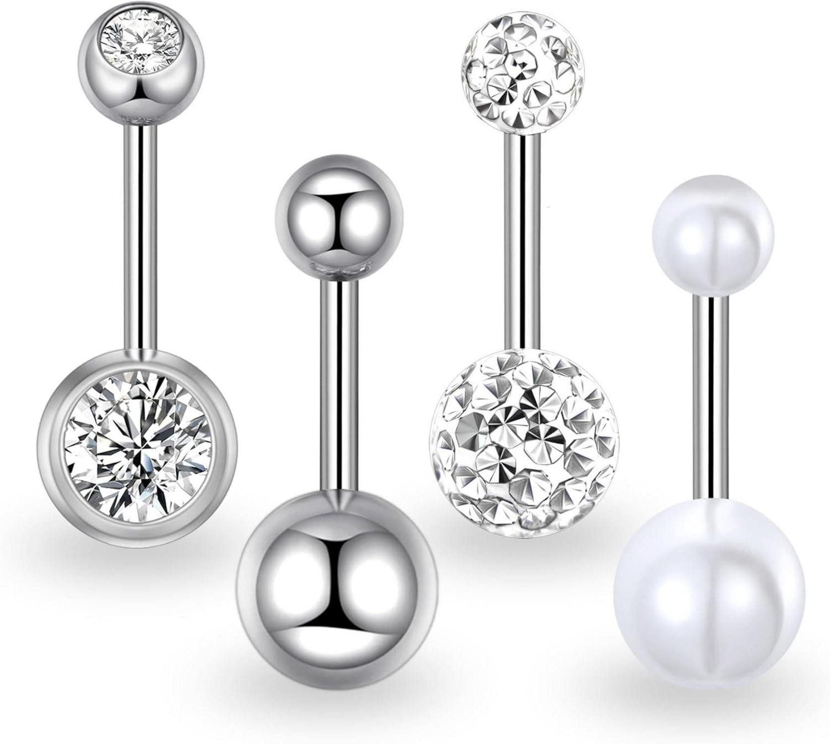 Bauchnabelpiercing-Set Bauchnabelpiercings Set 14G Chirurgenstahl Zirkonia Kristall Piercing