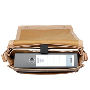 SID & VAIN Messenger Bag Leder Umhängetasche Unisex SPENCER, Laptoptasche 15 Zoll Echtleder, Businesstasche Damen Herren beige