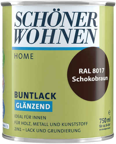 SCHÖNER WOHNEN-Kollektion Lack »Home Buntlack«, 750 ml, schokobraun RAL 8017, glänzend, ideal für innen, 2in1-Lack