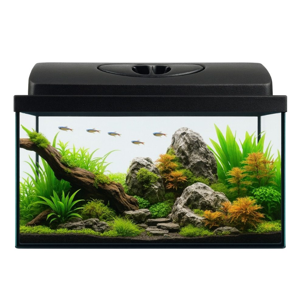 GarPet Aquarium Aquarium 40x25x25 25 L Starterset Becken mit Abdeckung LED Beleuchtung
