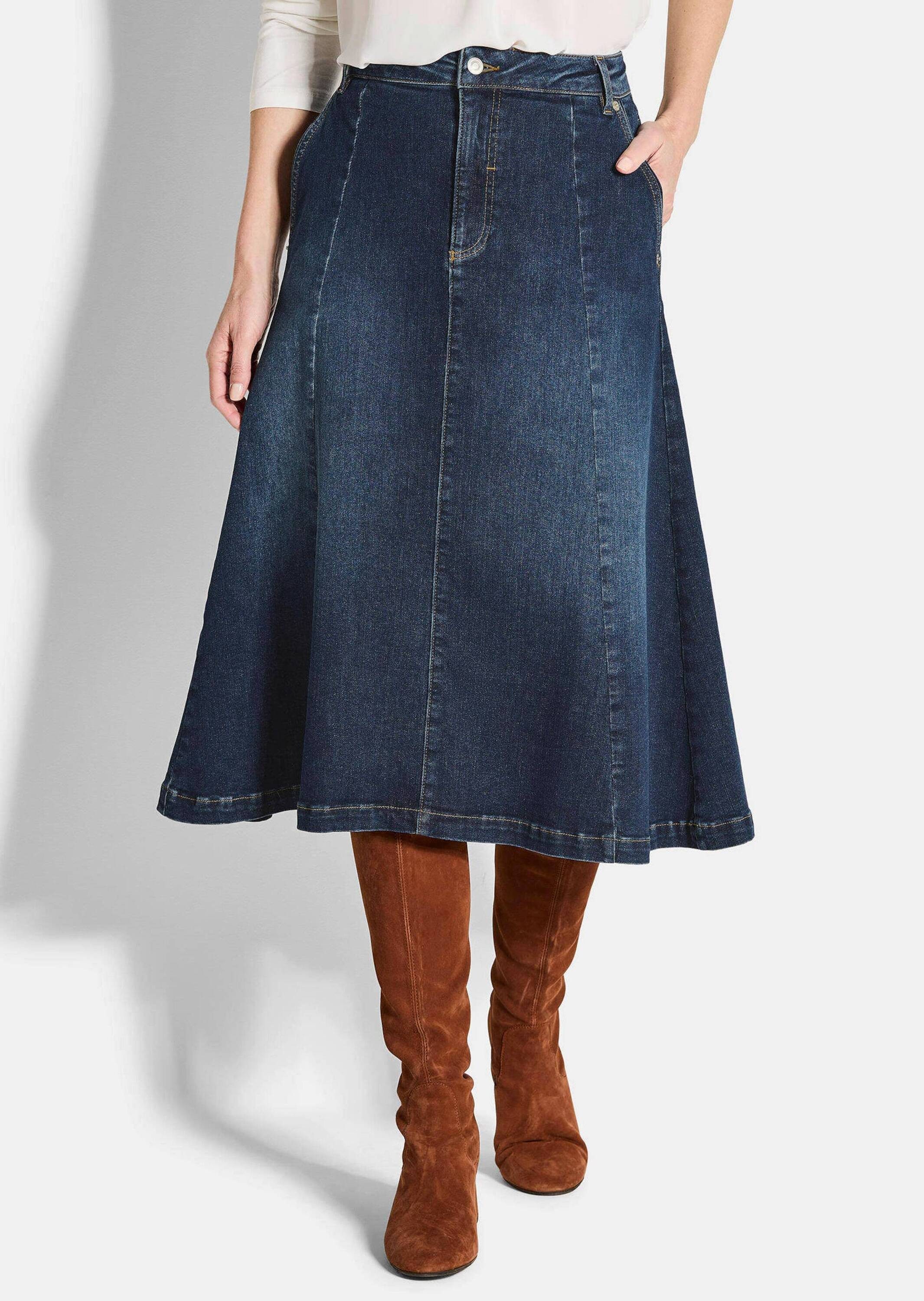 GOLDNER Jeansrock Bequemer Denim-Rock mit Formbund Baumwollrock mit Kontras günstig online kaufen