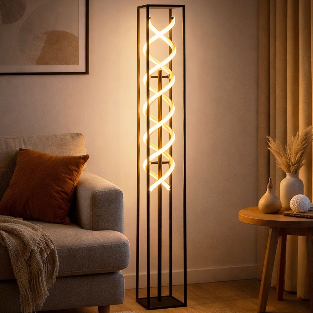 FISCHER & HONSEL LED Stehlampe, LED-Leuchtmittel fest verbaut, Warmweiß, Neutralweiß, Farbwechsel, Stehlampe Stehleuchte Touchdimmer Beistelllampe schwarz gold LED 135cm