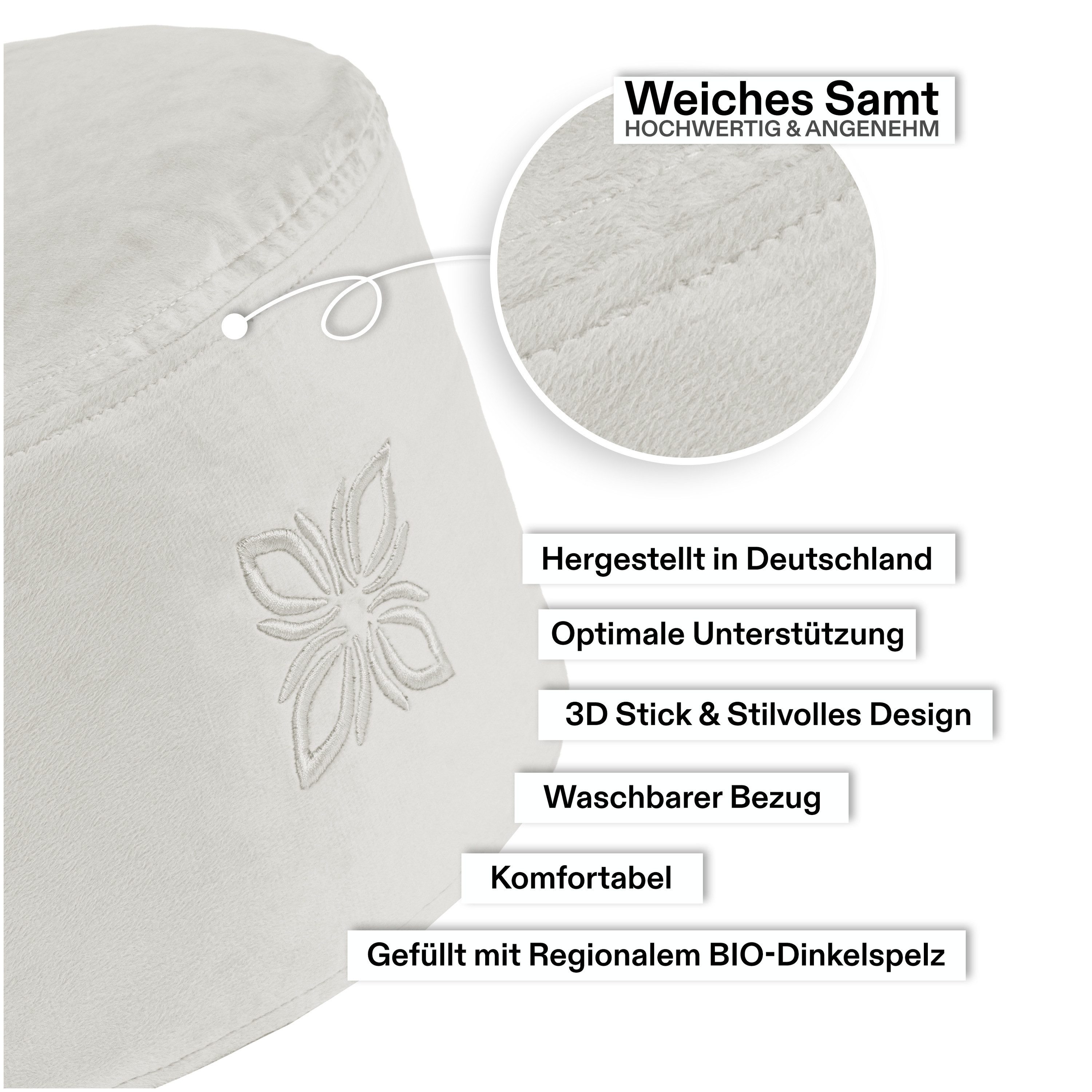 OMNANA Meditationskissen CUSHY™, Samt-Bezug, ergonomisch, nachhaltig, günstig online kaufen