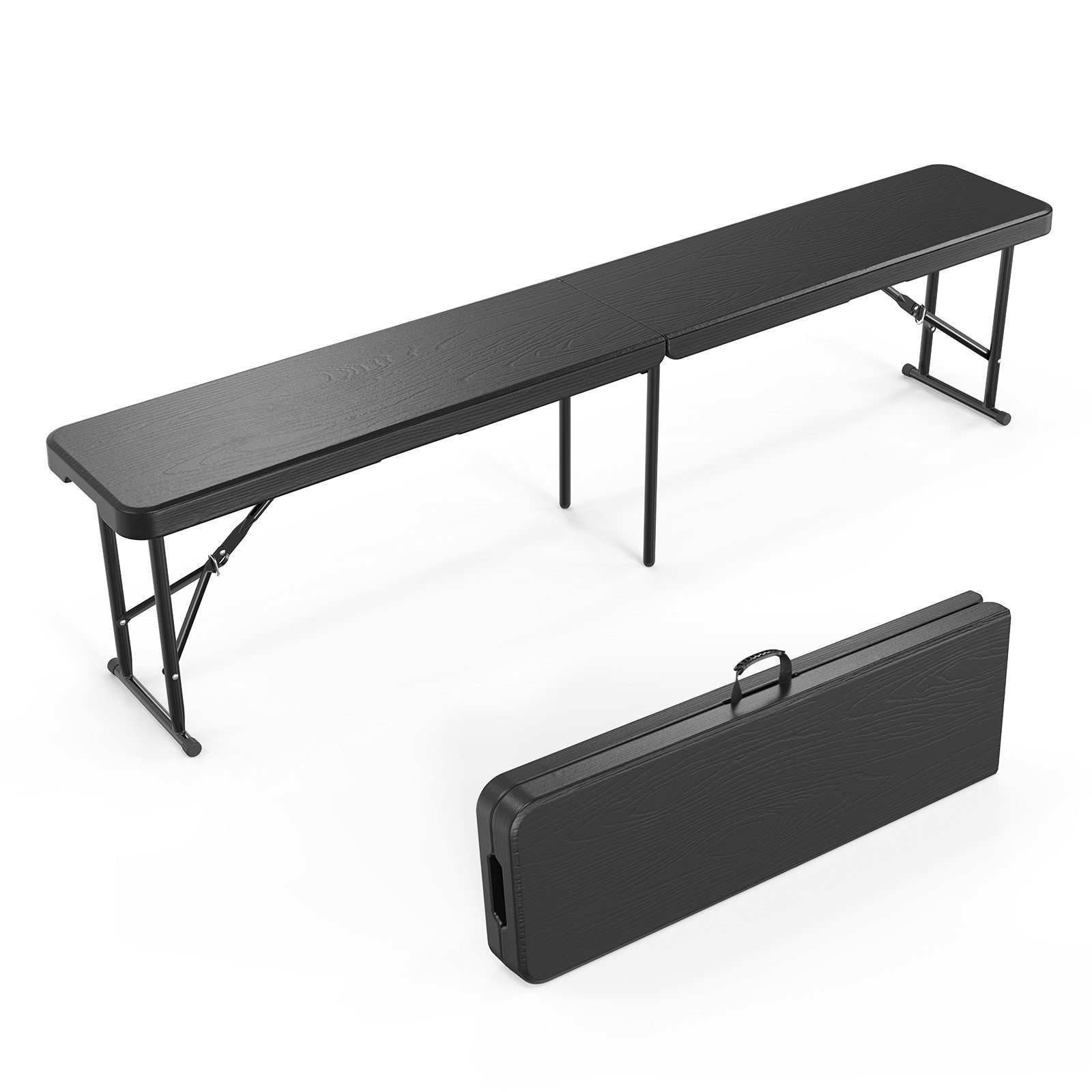 VINGLI Gartenbank Wetterfest aus Kunststoff, Klappbank, Sitzbank Flur, Bierbank (1-St), 182 x 28 x 43 cm, ideal für Garten, Camping & Outdoor