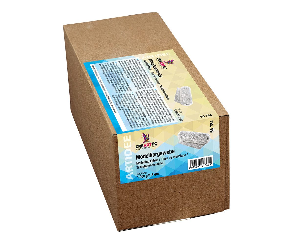 CREARTEC Modelliermasse Gipsbinden Artex Modelliergewebe Weiß - 1kg, zum Erschaffen von Maske, Abdrücken und vielem mehr - Made in Germany