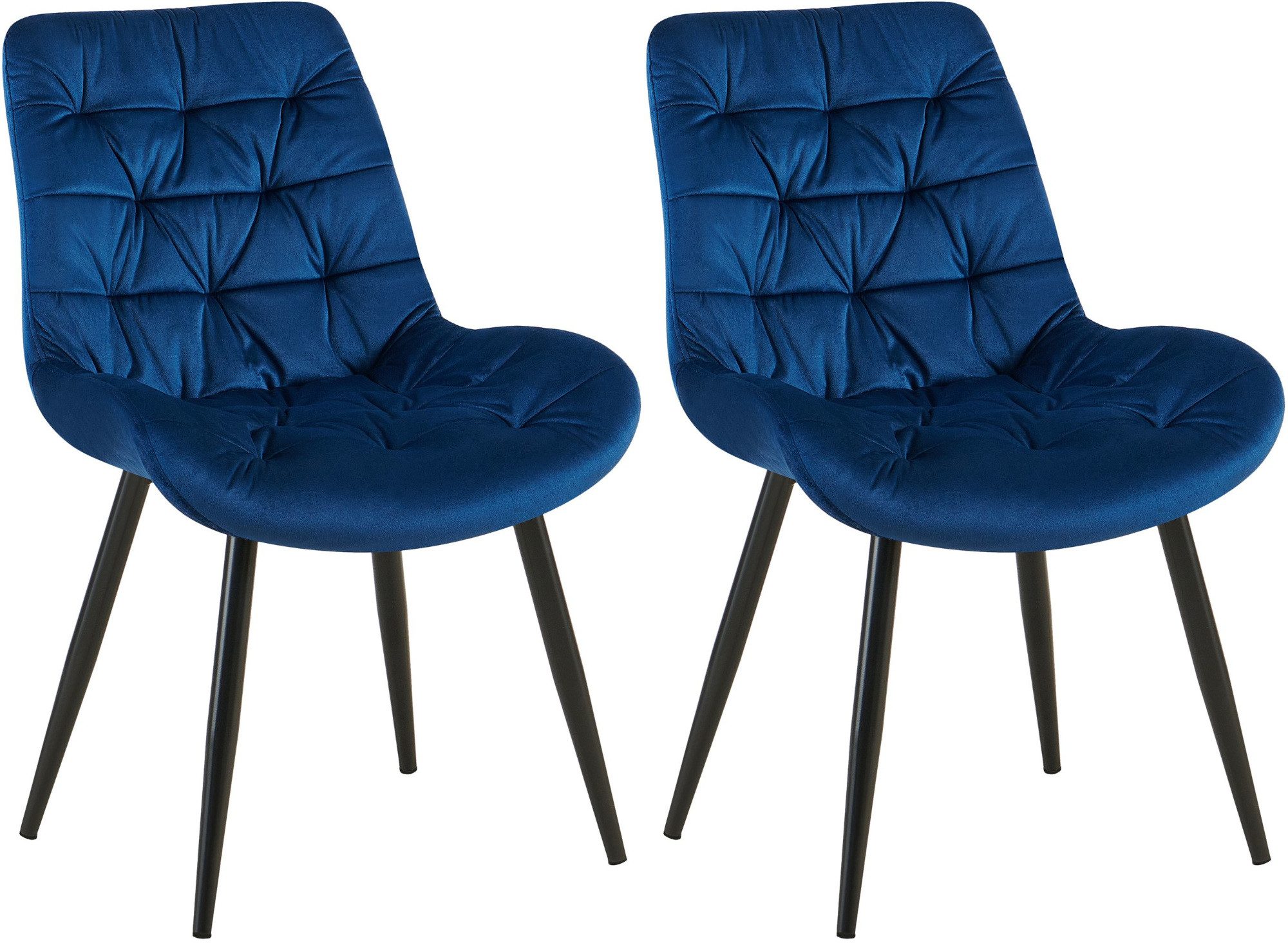 CLP Esszimmerstuhl Rossford Samt (2er Set), Gesteppt, 4-Fuß-Stuhl, Metallgestell