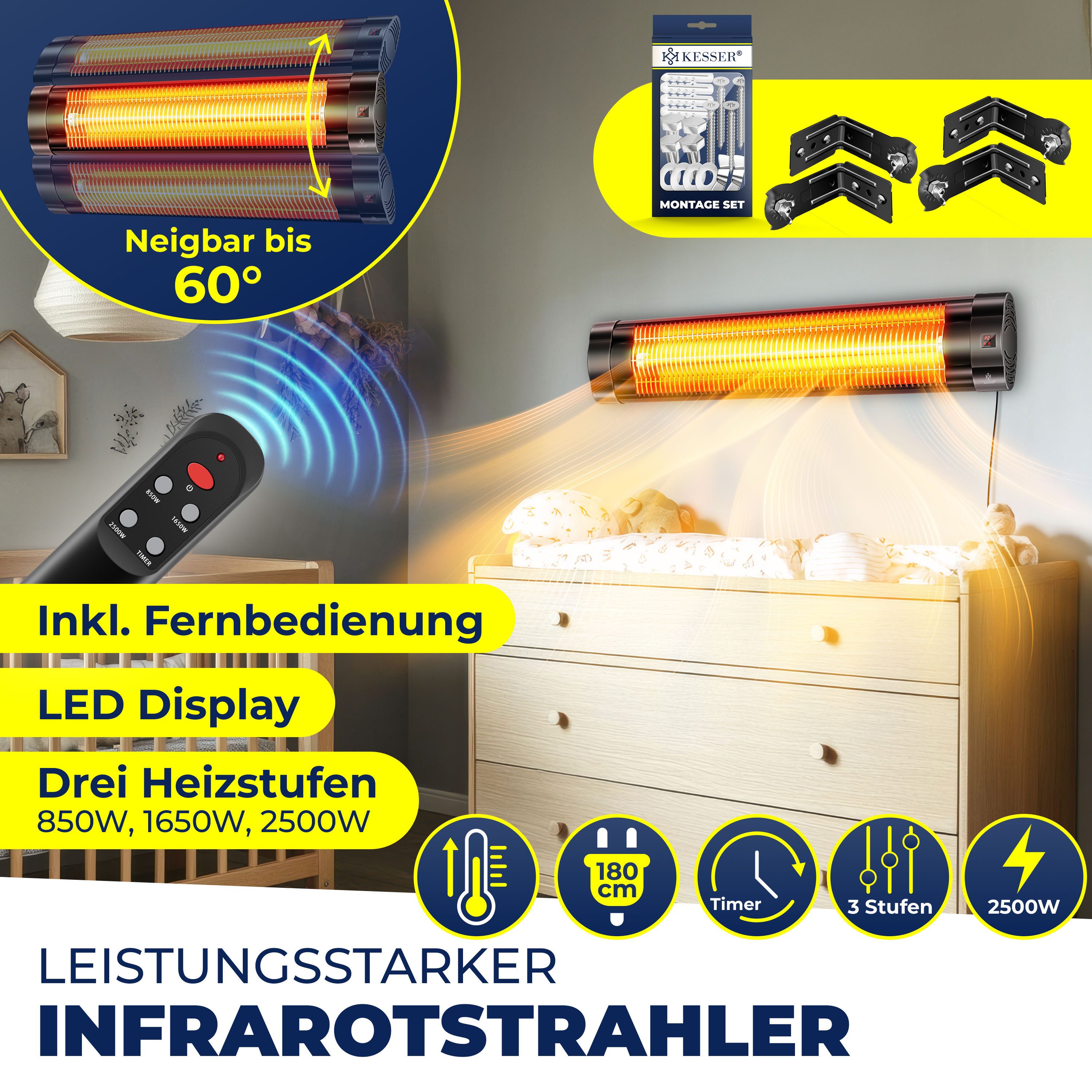 KESSER Heizstrahler, 2500 W, Infrarotstrahler 2500 günstig online kaufen