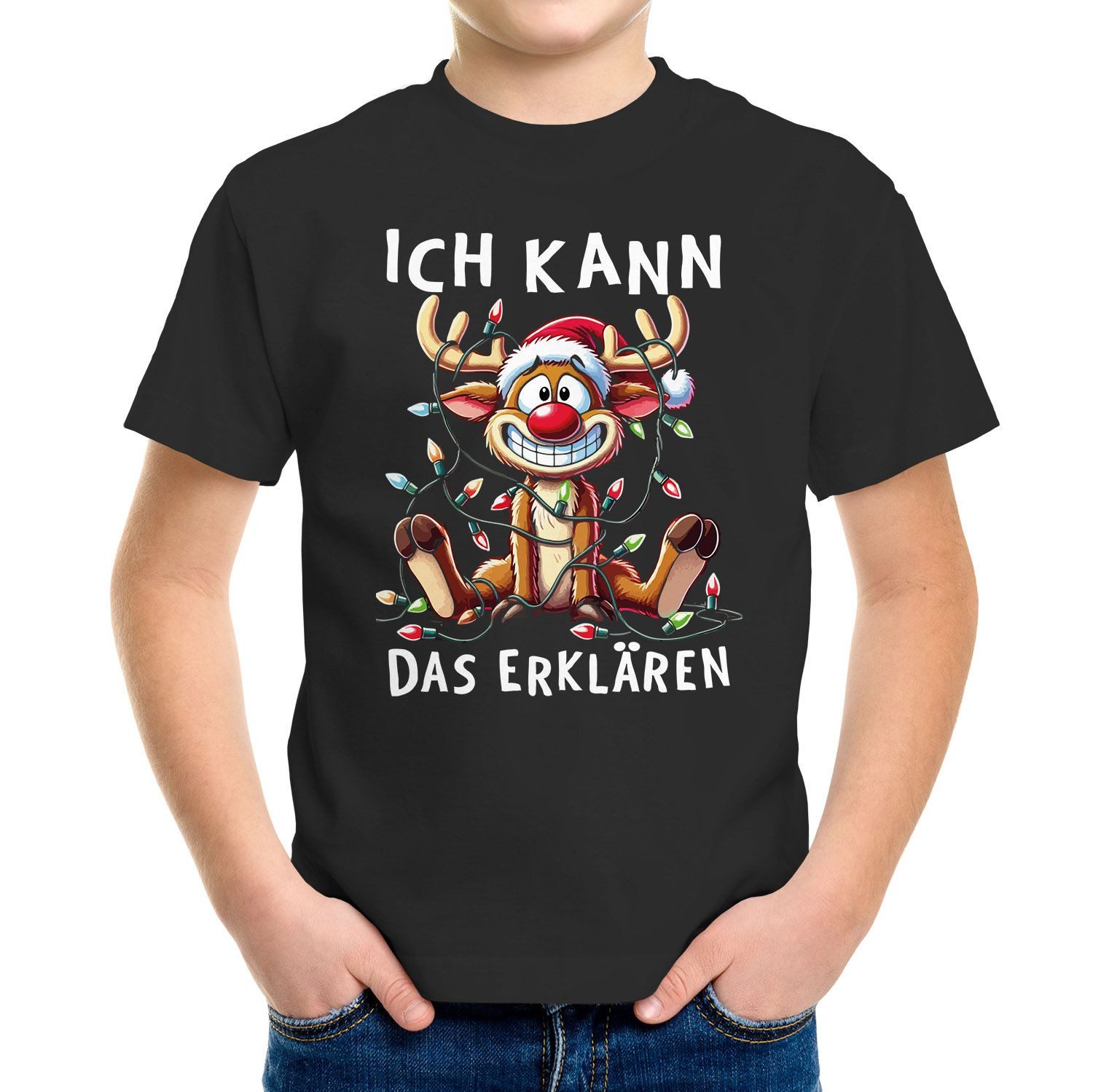Print-Shirt Kinder T-Shirt Weihnachten Rentier Elch Spruch Lustig Weihnachtsshirt