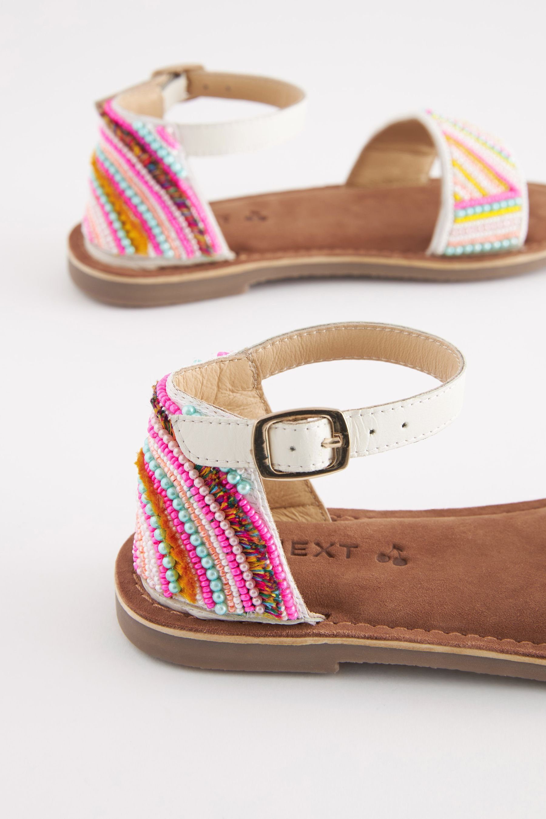 Rainbow Sandale Next Mit Leder (1-tlg) verzierte Sandalen Perlen aus Multicolour