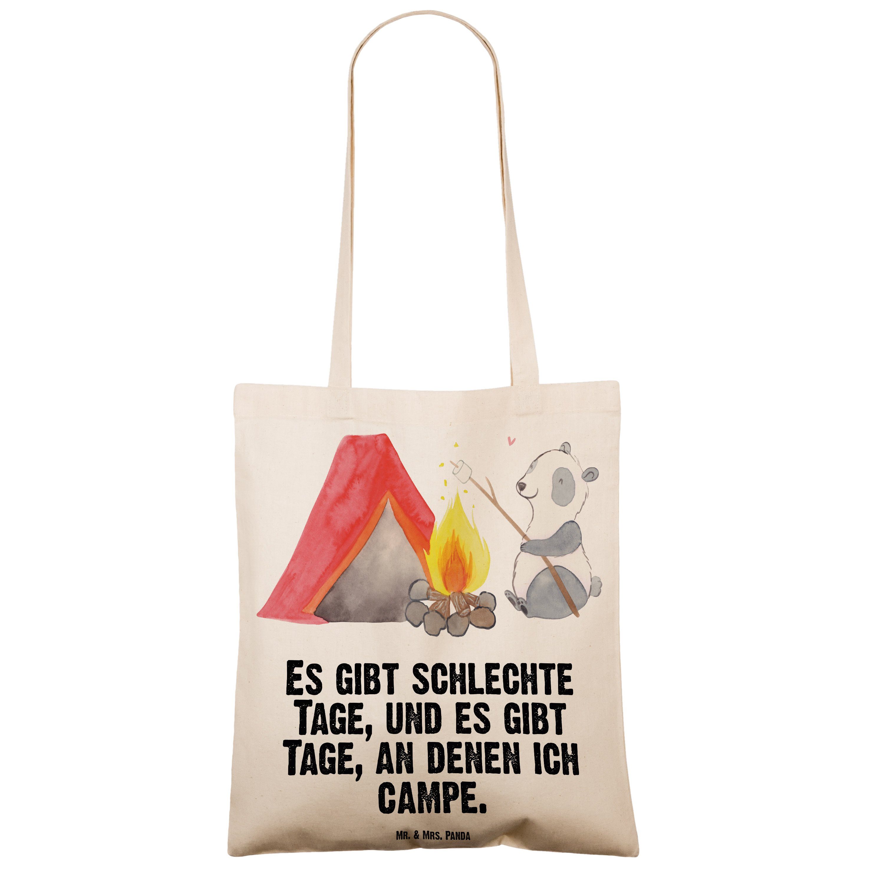 Geschenk, Mrs. Einkaufstasche, Mr. Tragetasche - Panda & - Beuteltas Tage Panda Transparent (1-tlg) Campen