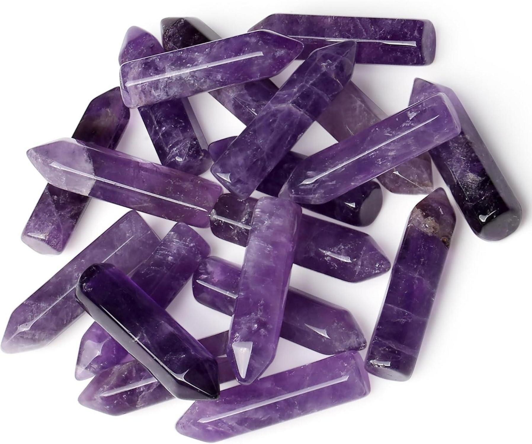 Edelstein Amethyst Kristall Set 10PCS Heilung Energie Stäbe Meditationspunkte