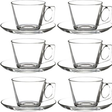 Pasabahce Kaffeeservice VELA (12-tlg), 6 Personen, Glas, mit Henkel, 195 ml, 6 Personen Set