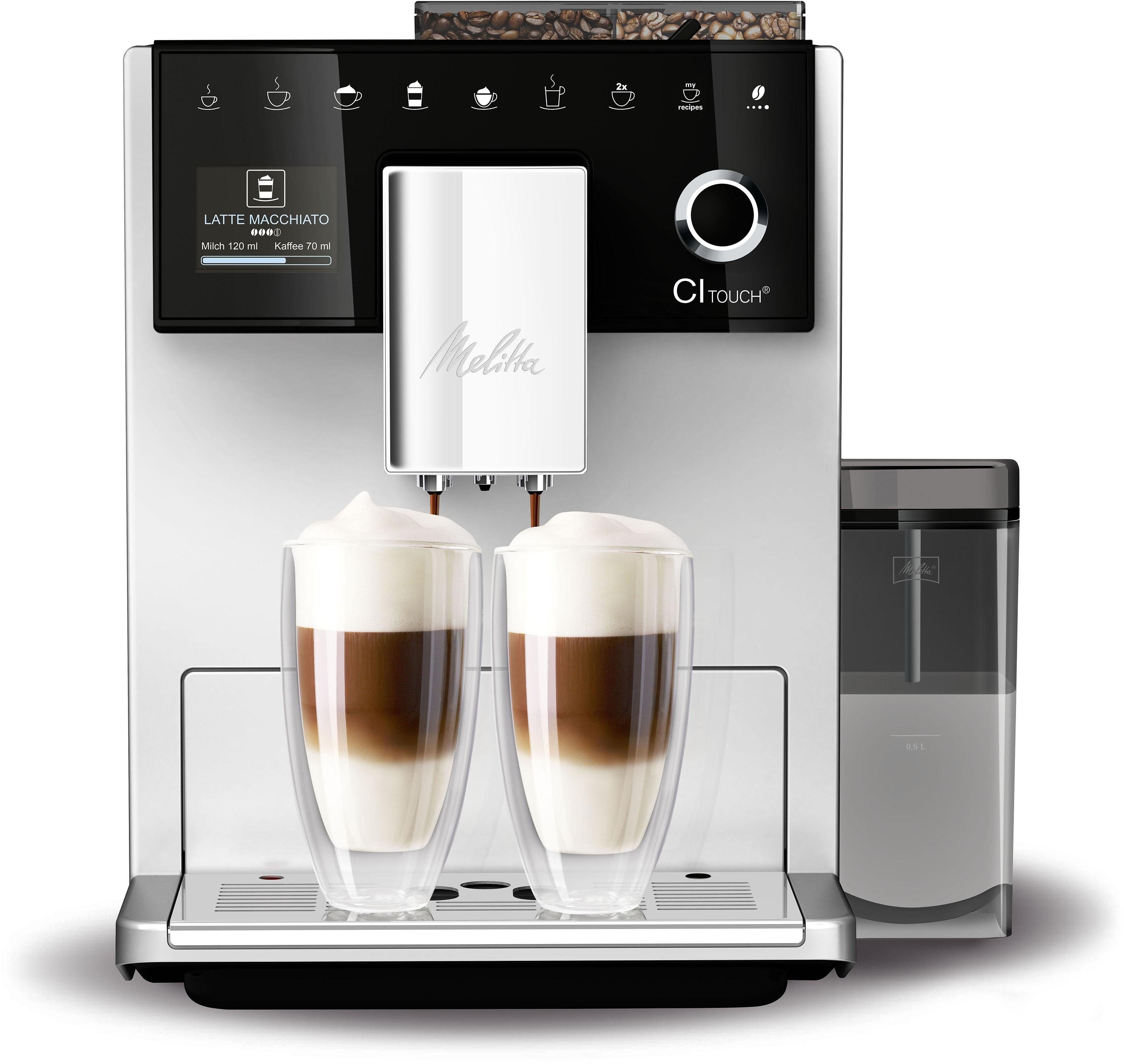 F630-101, & CI silber, Touch® Funktion Flüsterleises Melitta Mahlwerk Slide Kaffeevollautomat Touch Bedienoberfläche mit