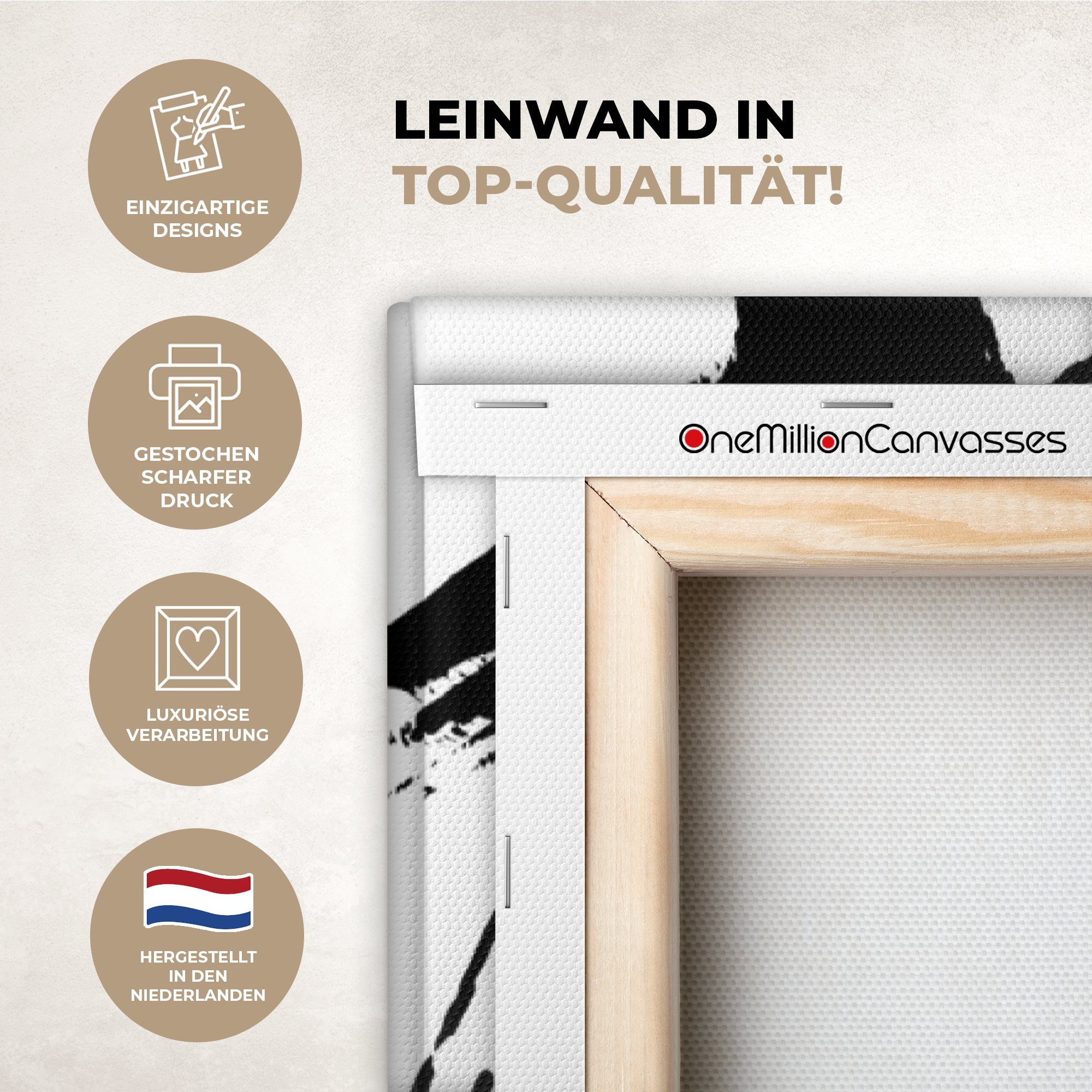 OneMillionCanvasses® Leinwandbild Farbe - Schwarz - Abstrakt, Fotodruck (1 St), Bilder groß Wohnzimmer Schlafzimmer 80x120 cm
