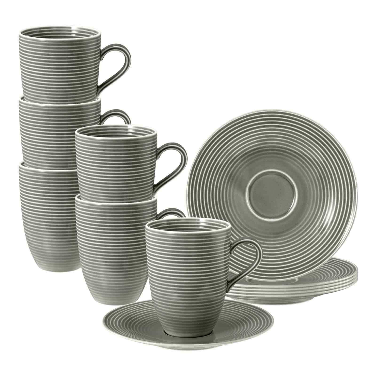 Seltmann Weiden Tasse Beat Color Glaze Henkelbecher mit Untertassen, 12-tlg., Porzellan