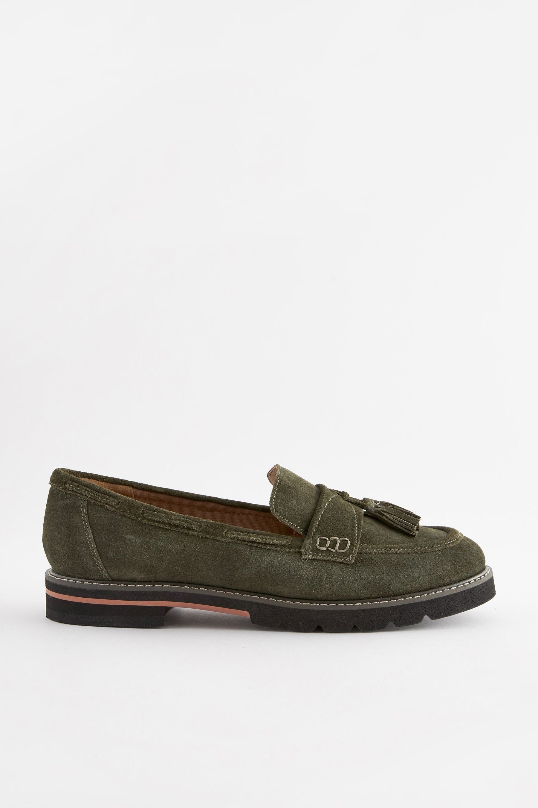Next Forever Comfort® Derbe Leder-Loafer Loafer (1-tlg) Khaki Green