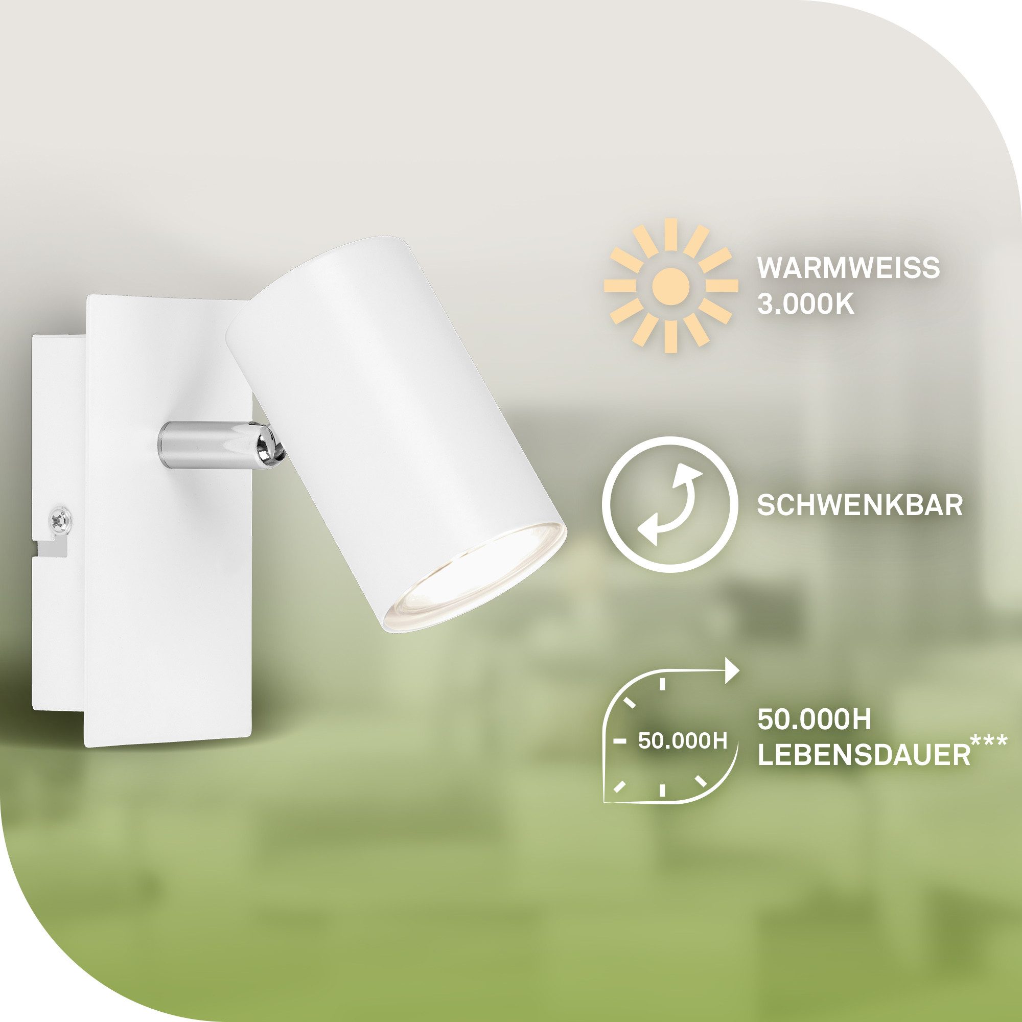 Briloner Leuchten Deckenspot LED Wandlampe Innen Wohnzimmer GU10, Energieeffizient inkl. Leuchtmittel, ohne Leuchtmittel, 2700K - Extra - Warmweiß, Wandlampe, 12x8x12,3cm, Schwarz, max.40W, GU10, Innen, Wohnzimmer