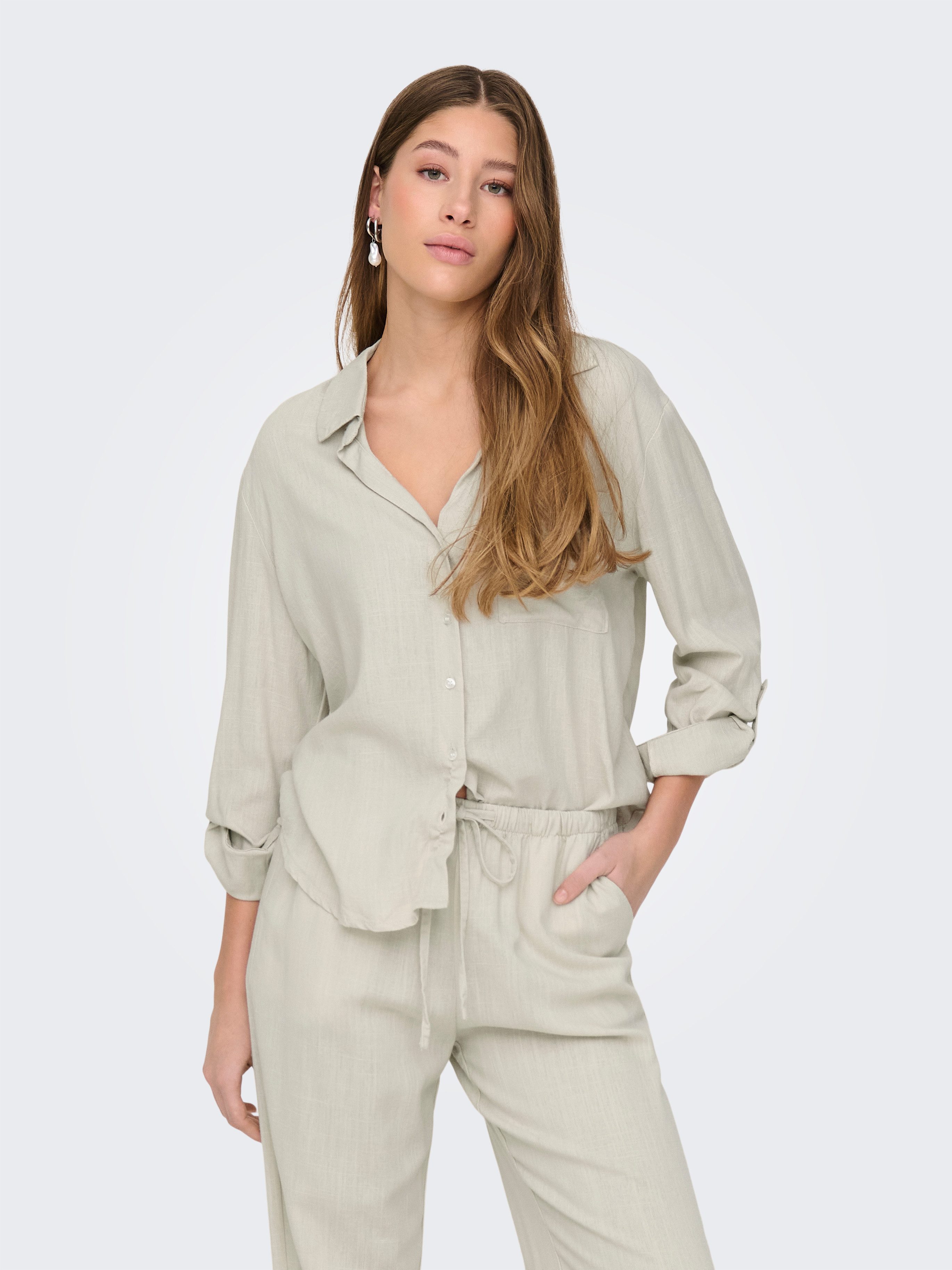 JDY Hemdbluse JDYCAYA LINEN LOOSE L/S SHIRT WVN DIA mit Leinen