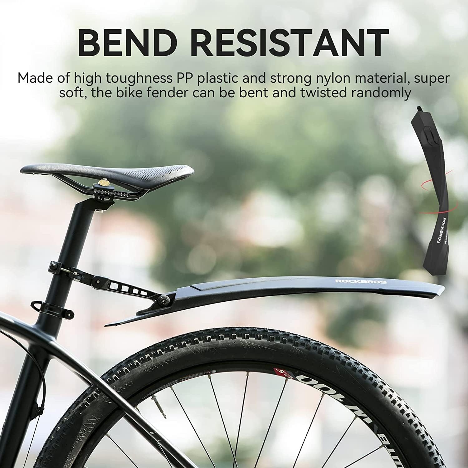 ROCKBROS Schutzblech Schutzblech Set Spritzschutz MTB (Geeignet für 26 Zoll, für Fahrräder, Mudguard, Schwarz), Vorne und Hinten – Bild 4 von 5