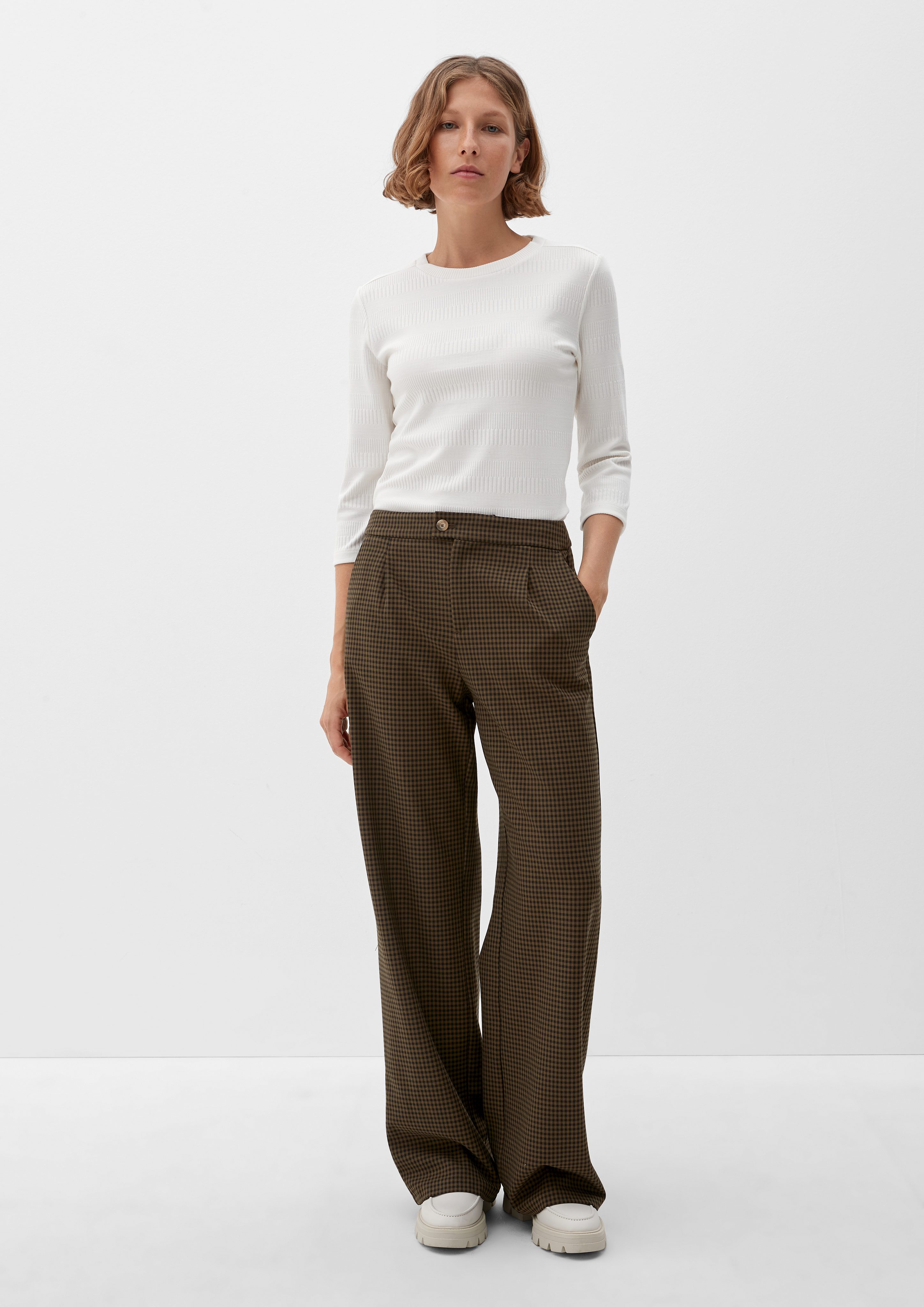 s.Oliver Stoffhose Regular: Karierte Wide leg-Hose