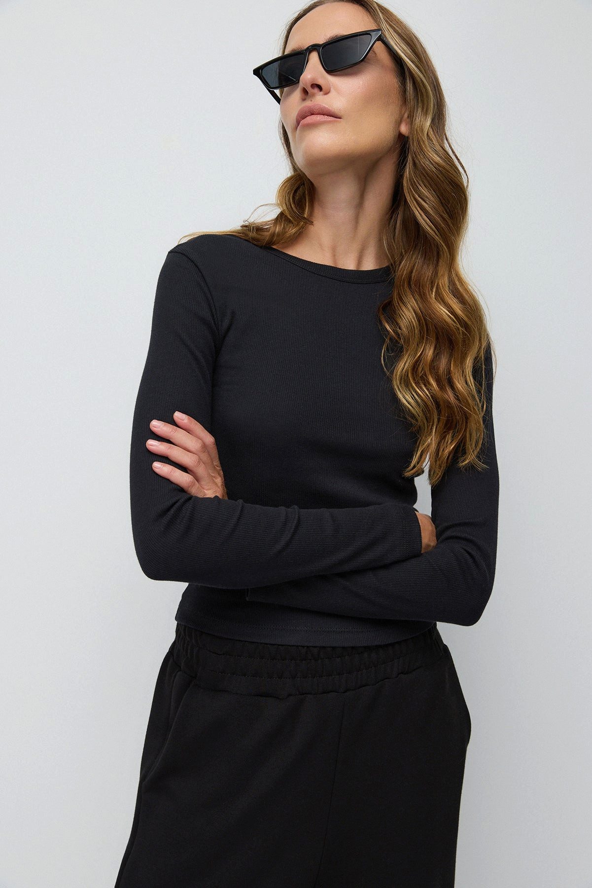 No Matter What T-Shirt Dehnbarer Basic Langarm T-Shirt aus türkischem Stoff