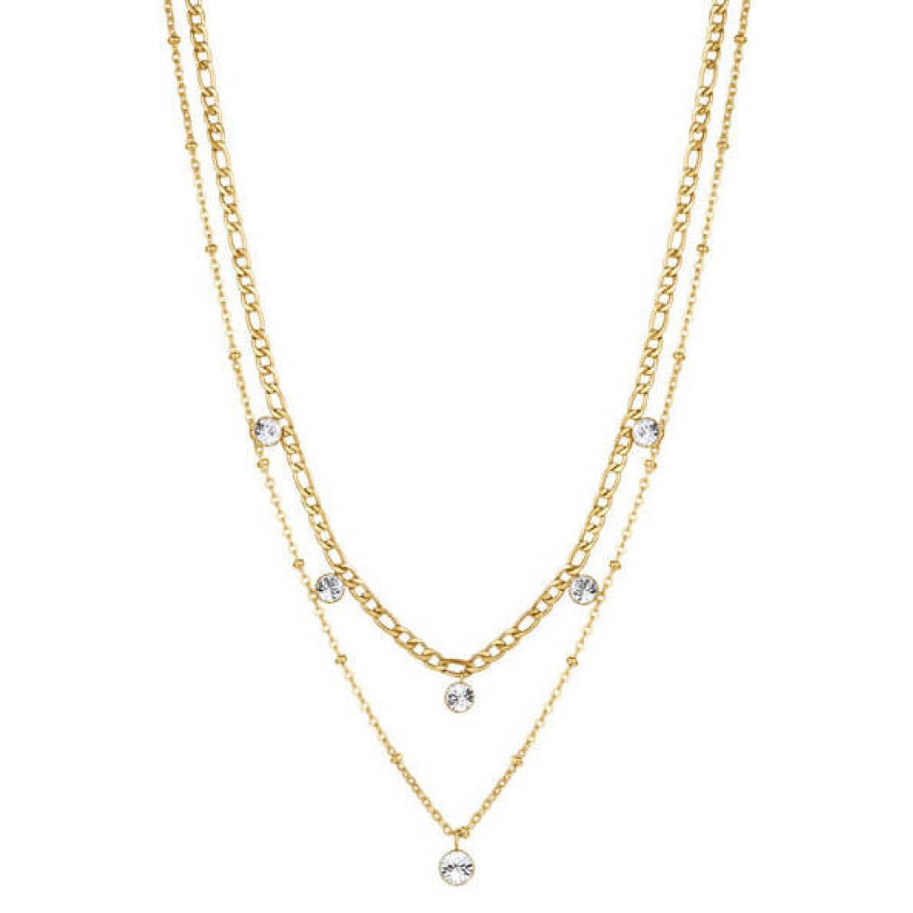 Brosway Kette mit Einhänger Gold-plated double necklace with Symphonia BYM82 crystals
