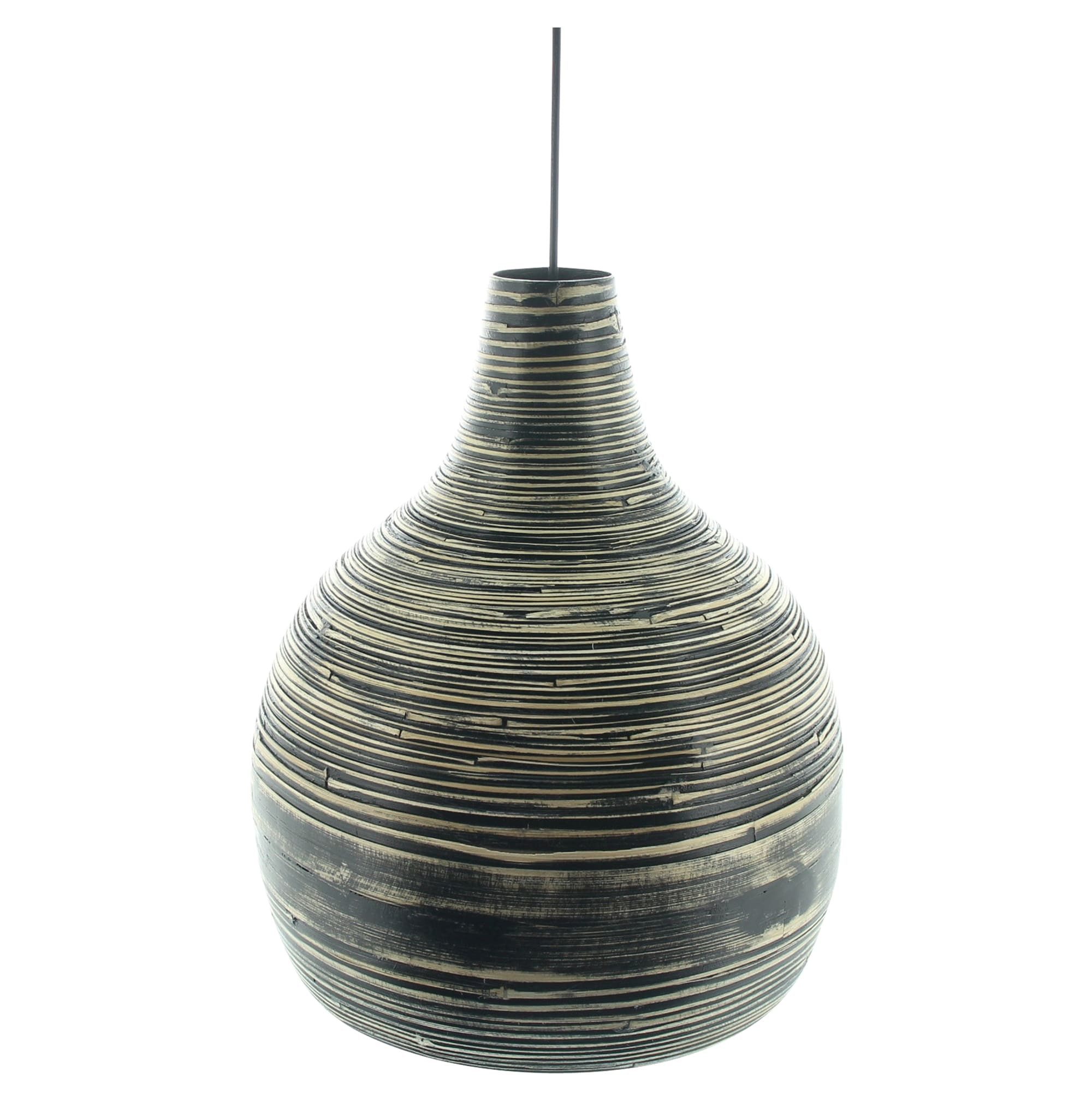 Dekoleidenschaft Pendelleuchte "Black" aus Bambus, schwarz, Hängelampe Pendellampe Deckenlampe Lampe, ohne Leuchtmittel, für Wohnzimmer, Küche, Esstisch