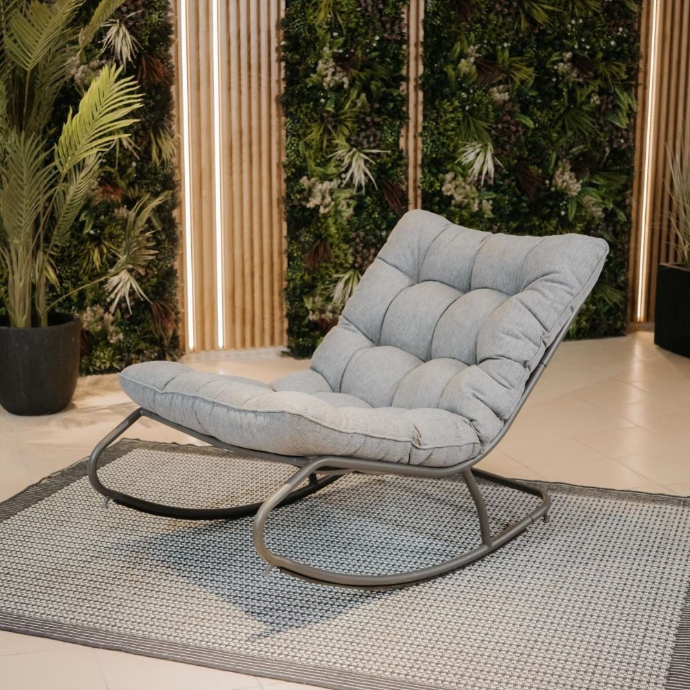 MAGOWA Gartensessel Gartenschaukelstuhl – moderner Lounge-Sessel für Garten & Terrasse, pulverbeschichtet, wetterfest und langlebig