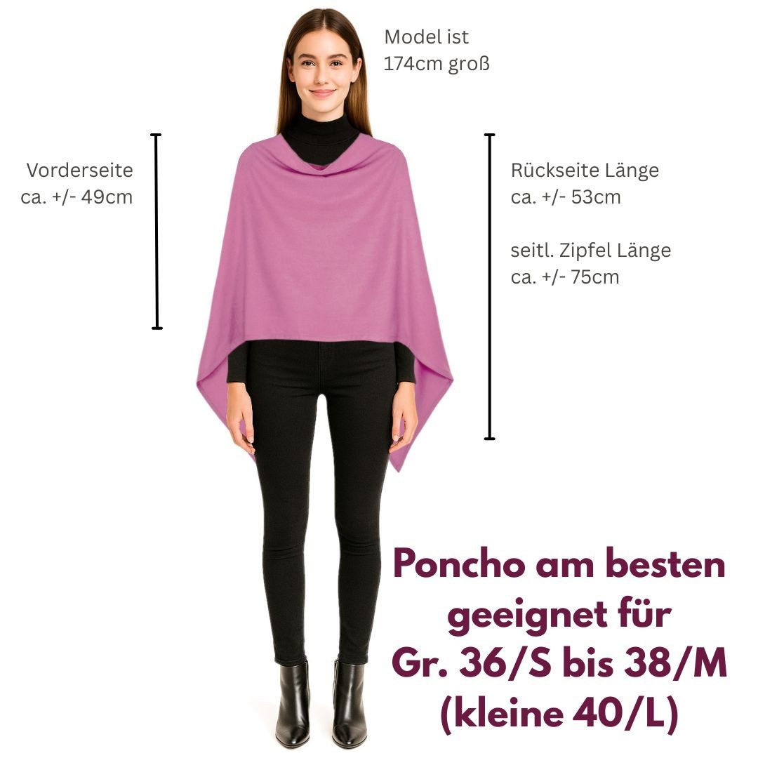 dy_mode Strickponcho Damen Poncho in Unifarben Weiches Strickponcho Cape Herbst Umhang in Unifarbe, Vorne Kurz - Seitlich Lang Schnitt