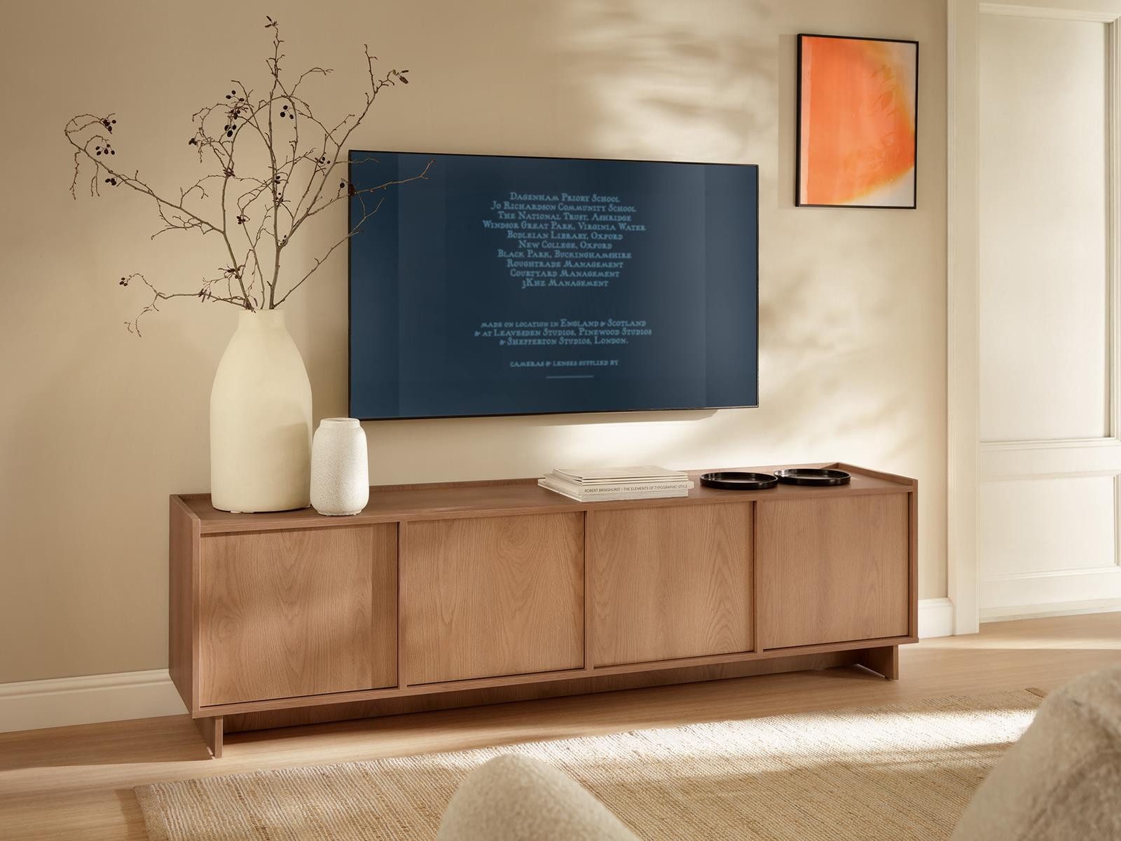 Compleo TV-Schrank Eiche Karamell KELLOS, Lowboard 195 cm, Japandi design