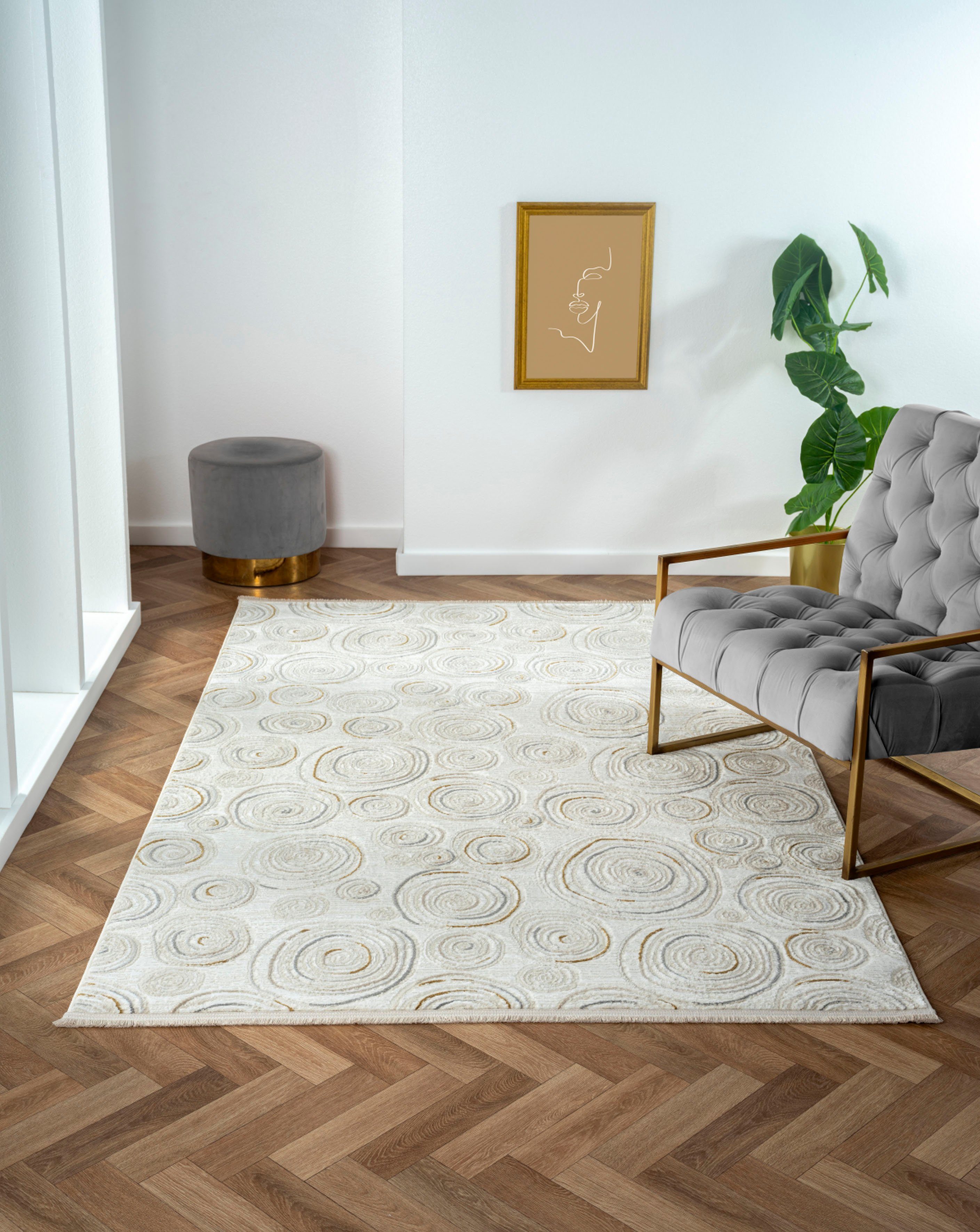 Myflair Möbel & Accessoires Teppich My Style, LAGERRÄUMUNG!, rechteckig, Höhe: 10 mm, Kurzflor, Scandi-Design, besonders weich durch Microfaser, mit Fransen