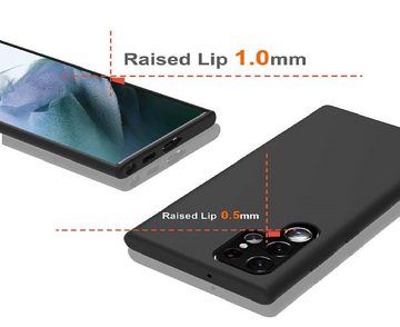 OLi Handyhülle Schwarz Silikon Hülle Case Kompatibel mit Samsung Galaxy S22 Ultra 6.8 Zoll, Stoßfeste Silikon