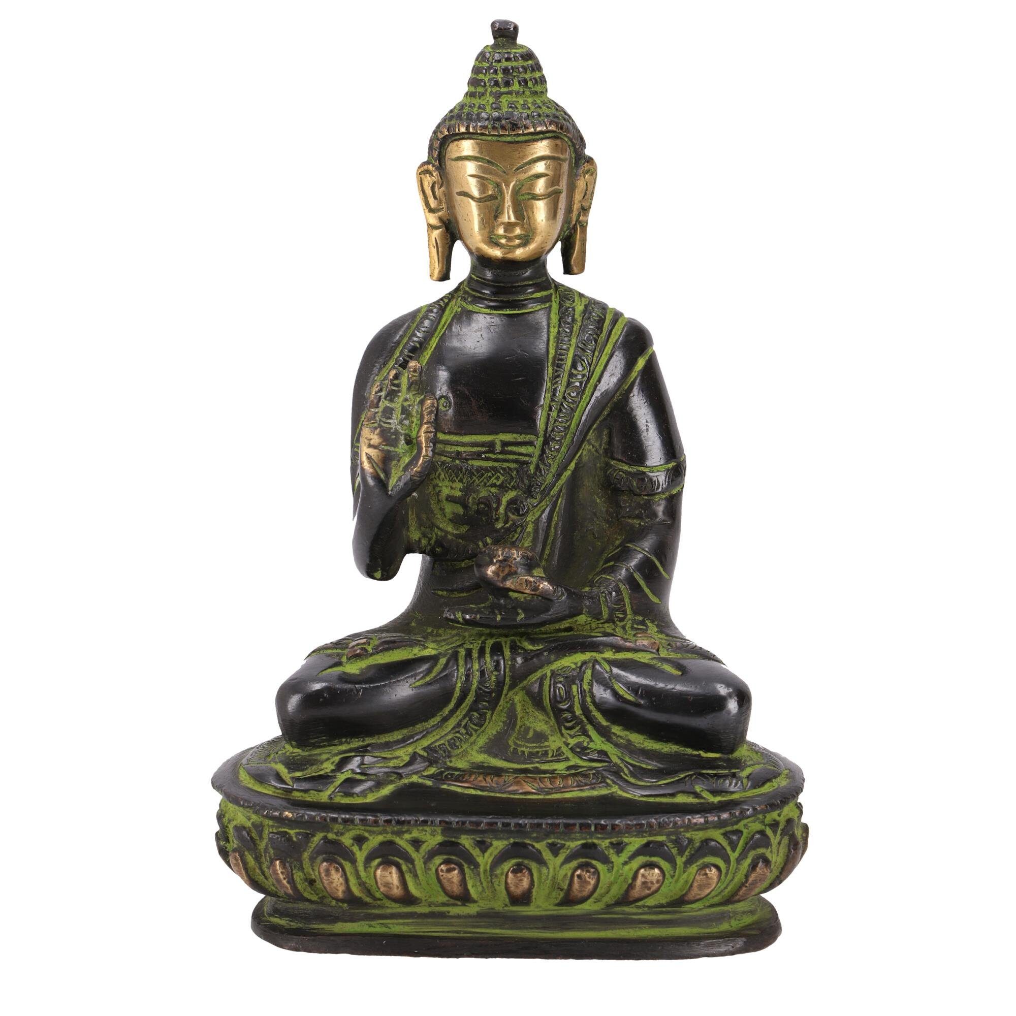 Buddhafigur Buddha Statue aus Messing Abhaya Mudra 14 cm -..
