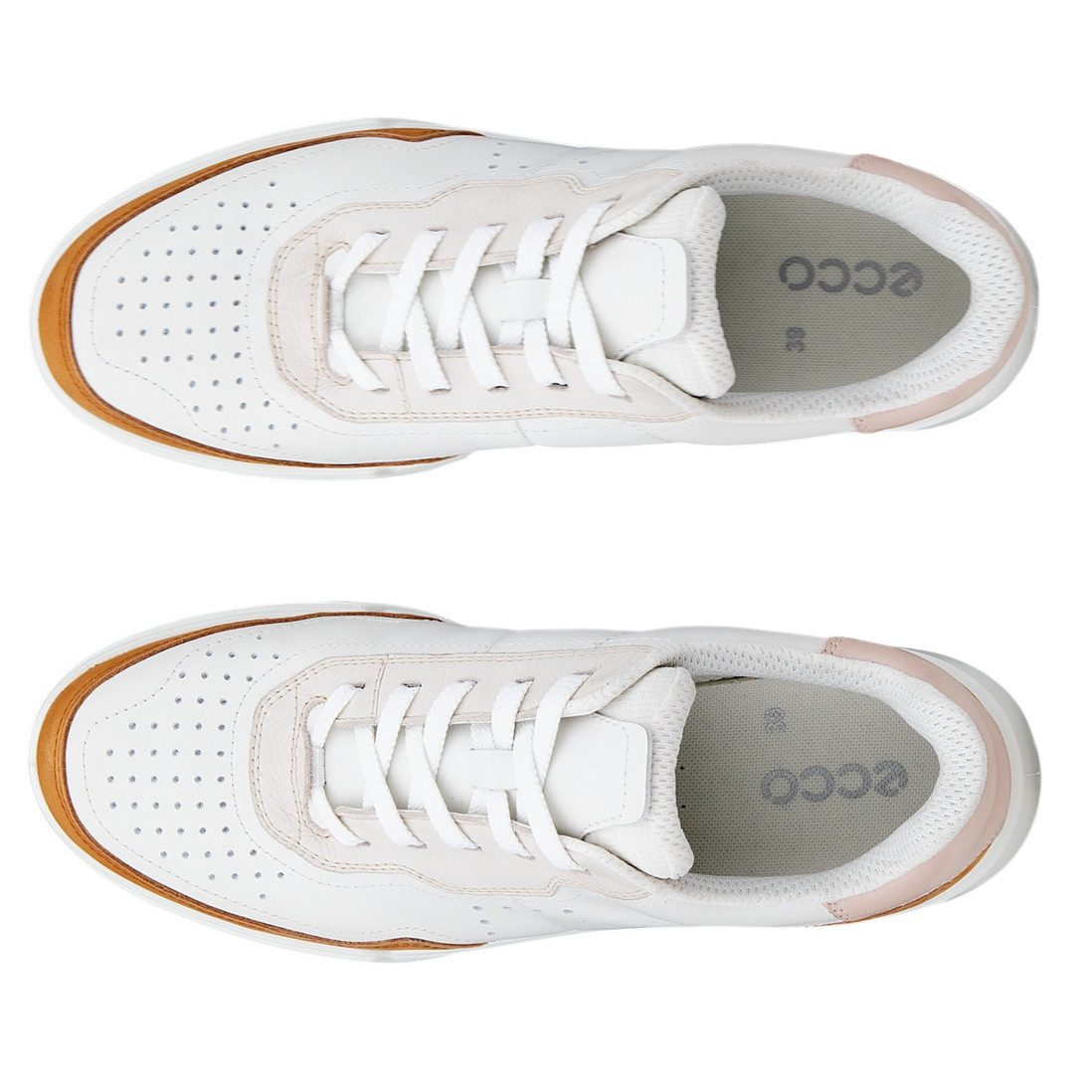 Ecco Street Court Lea (Premium-Leder) weiss/orange Damen Sneaker