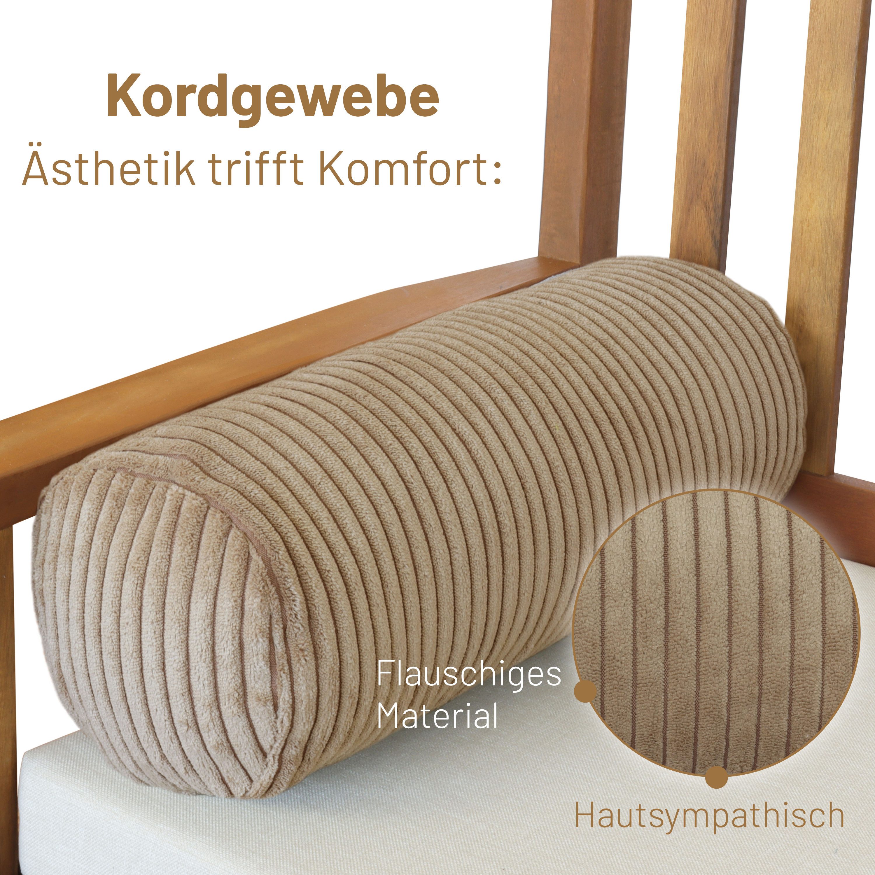 Herlag Nackenrolle Kissenrolle Sofarolle ELLA, 65x20cm oder 40x15cm, 9 Farben, Wohnzimmer, Schlafzimmer
