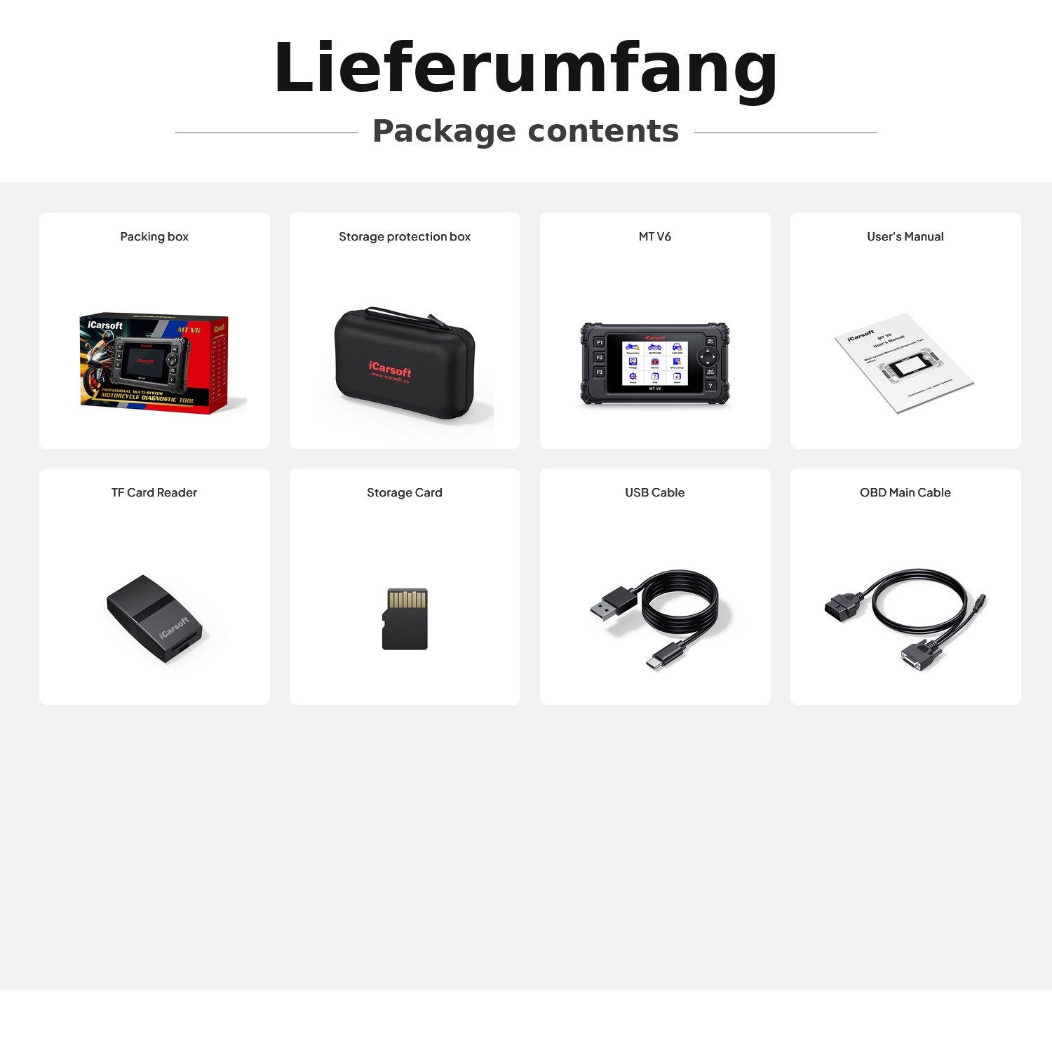 iCarsoft OBD2-Diagnosegerät MT V6 für HYOSUNG Motorräder OBD Scanner +Adapter +Updates