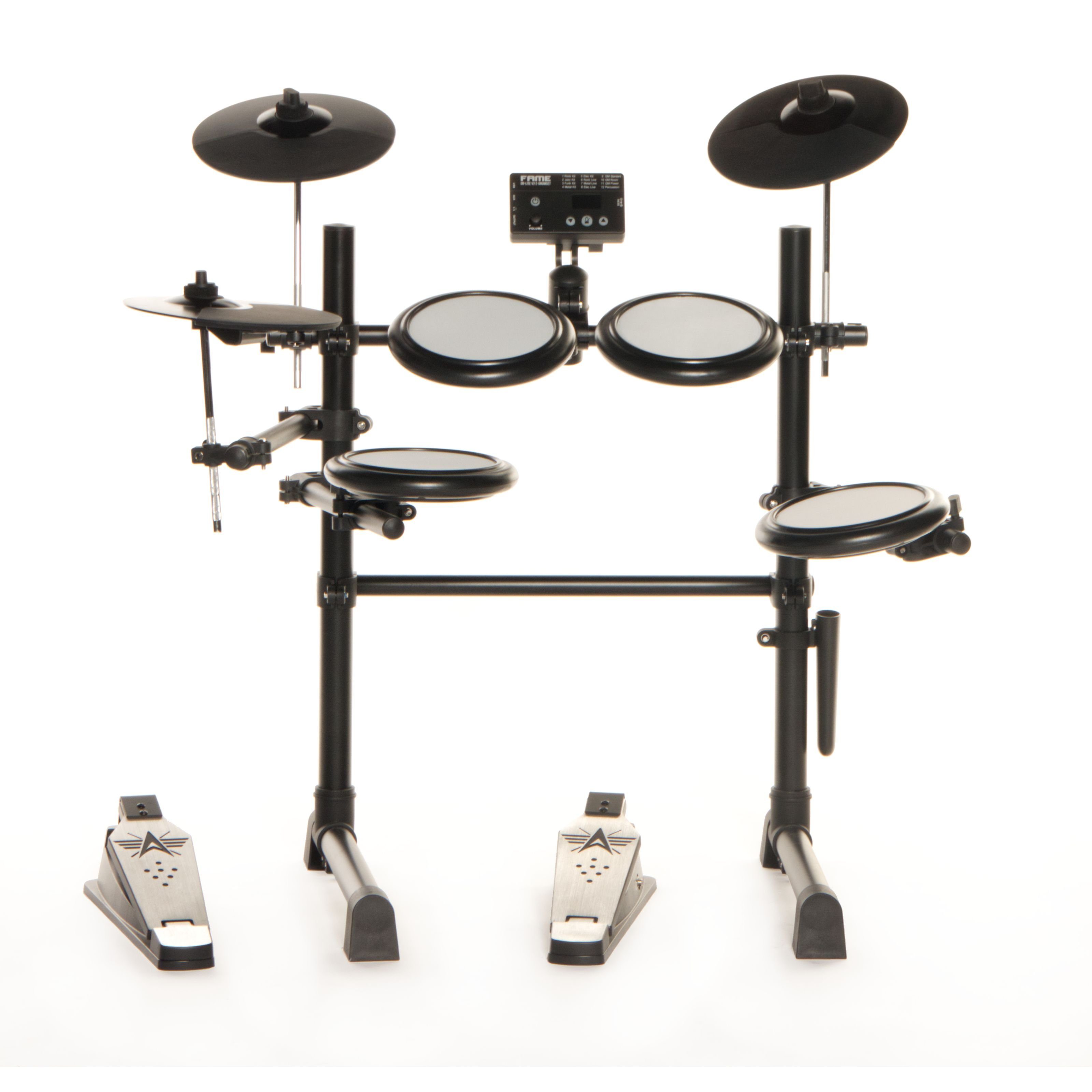 FAME E-Drum,DD-KIDDY V2 E-Drum Set Elektronisches Schlagzeug-Set mit 144 Sounds 12 Drumsets Aux-Eingang MIDI Drumsticks Drum Key Mesh Heads E-Schlagzeug Schwarz, E-Drums, E-Drum Sets, E-Drum Set, Elektronisches Schlagzeug, Mesh Heads