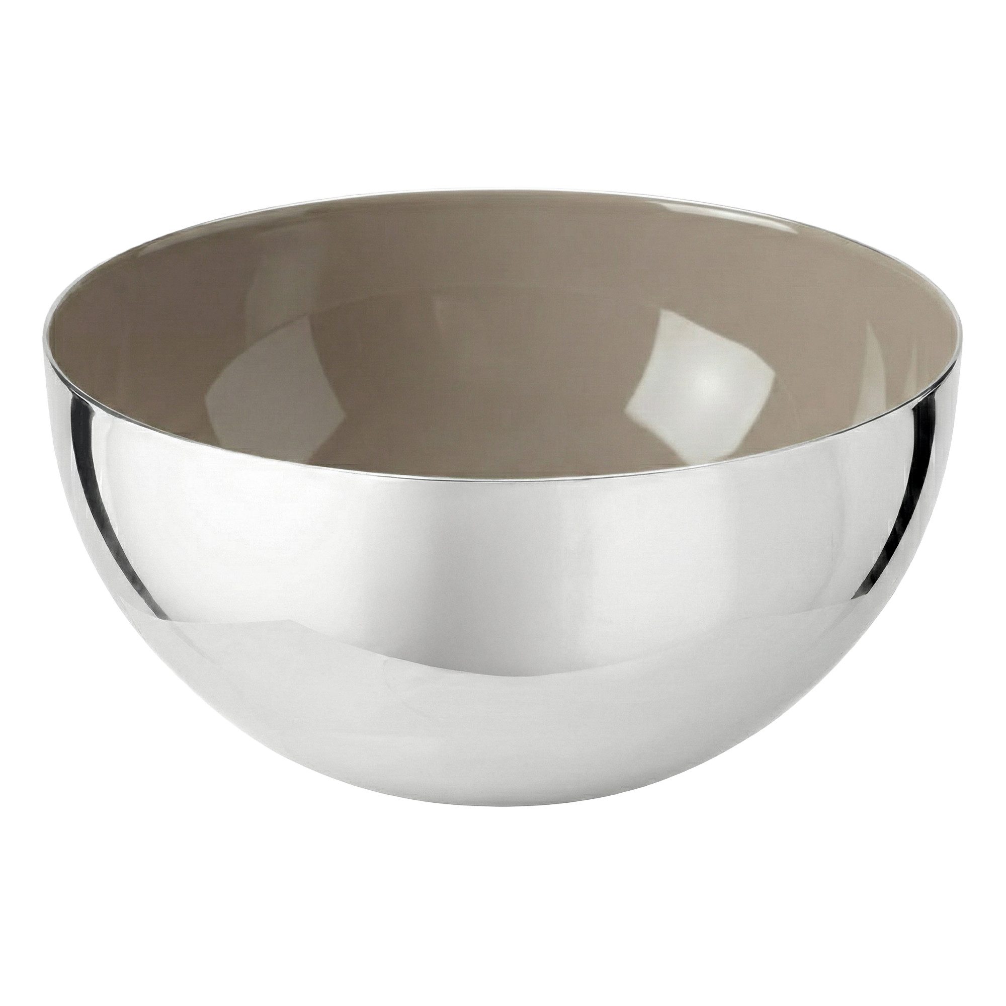 EDZARD Servierschale Liora, Edelstahl, Ø 15,5 cm, H 7 cm, hochglanzpolierter Edelstahl, innen Perlbeige