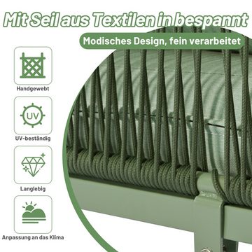 PFCTART Gartenlounge-Set Gartenmöbel-Set aus grünem Seil, L-förmiges Gartenmöbel-Set, mit Sitzkissen, verstellbaren Füßen